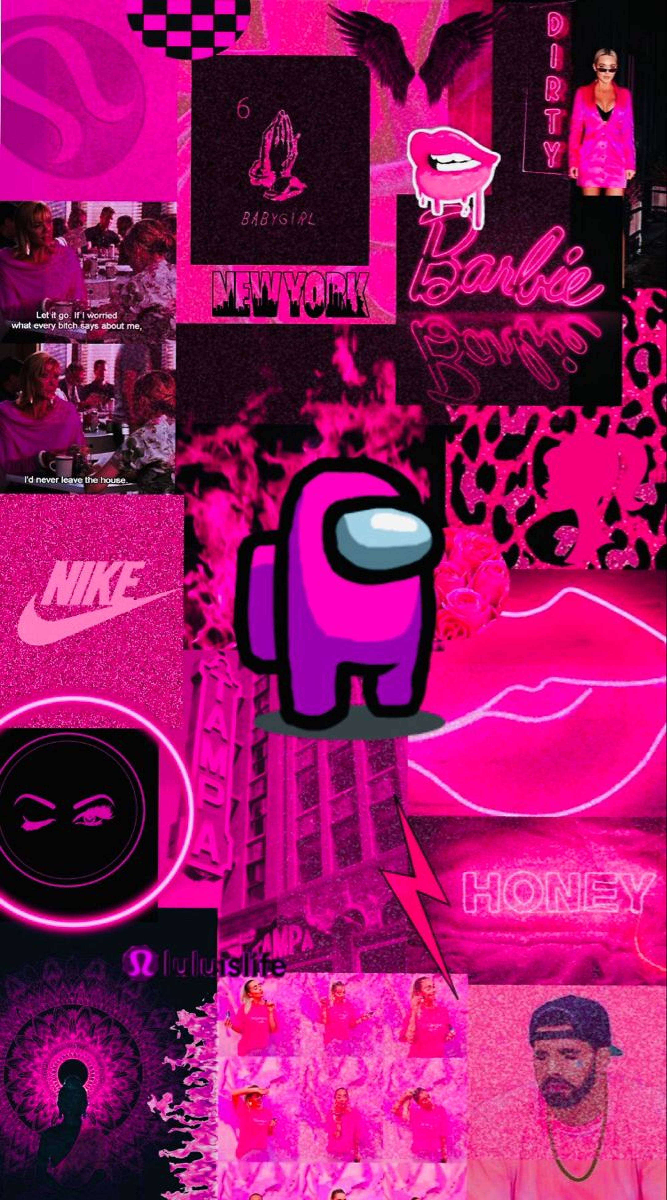 Estetik Pembe Neon Among US Duvarı Duvar Kağıdı
