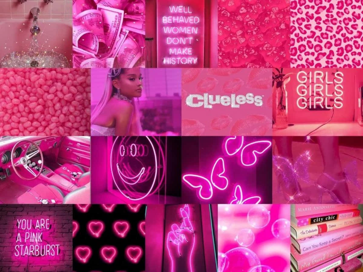 Estetik Pembe Neon Duvar Kağıdı