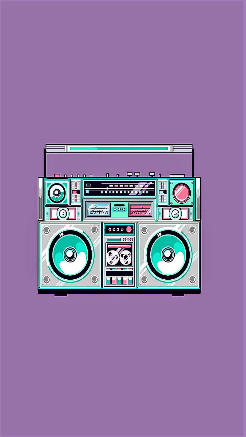 Estetik Retro Boombox Canlı Renklerle Duvar Kağıdı
