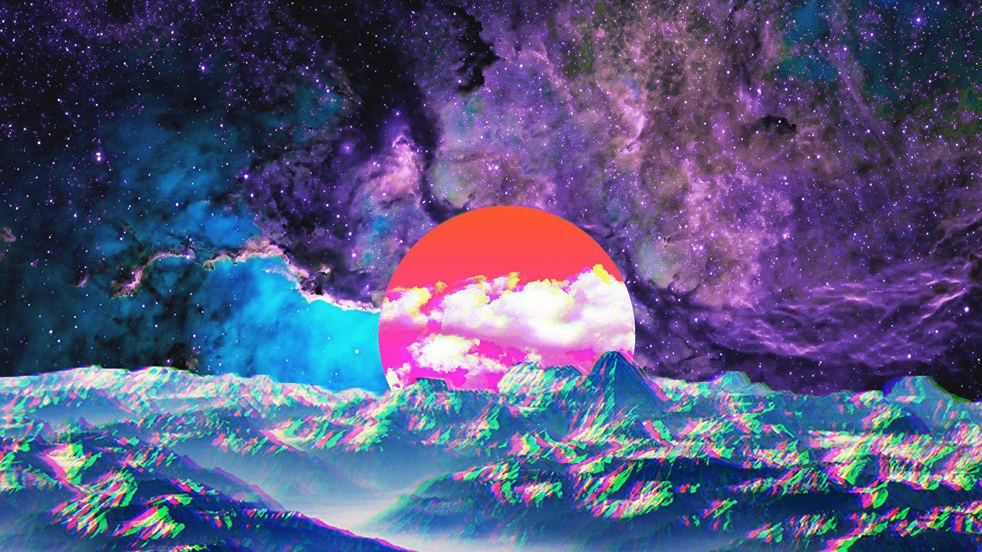 Estetik Retrowave Güneş Dizüstü Bilgisayar Duvar Kağıdı