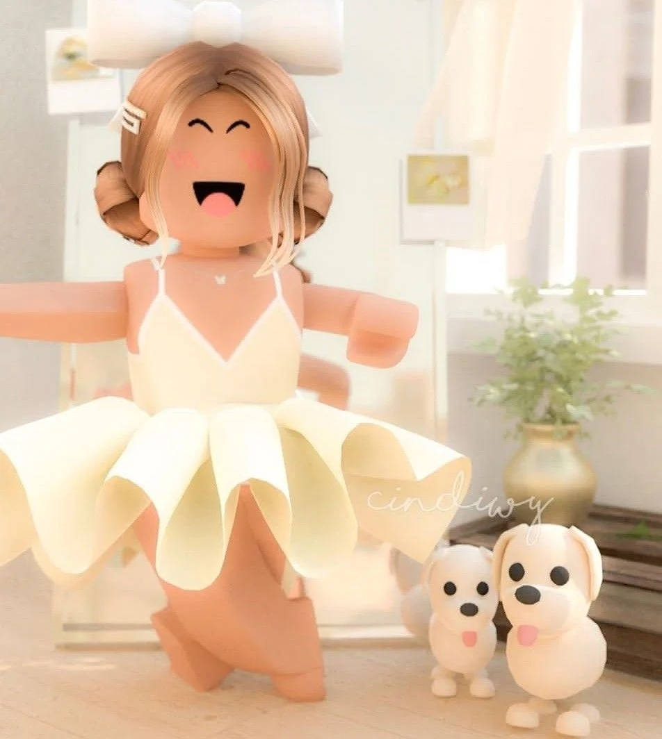 Estetik Roblox Kız Köpeklerle Duvar Kağıdı