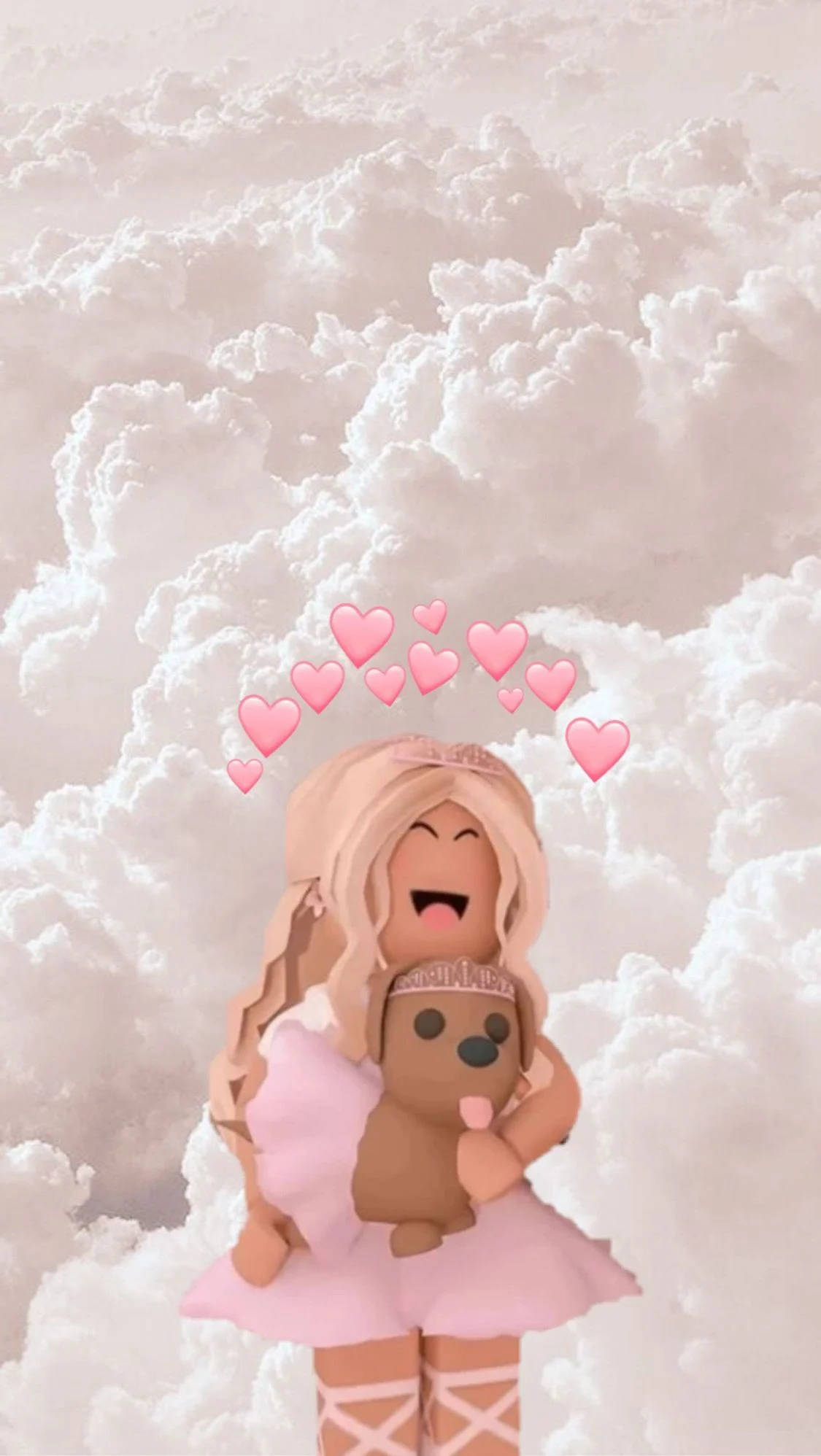 Estetik Roblox Kız Köpek Bulutlar Duvar Kağıdı
