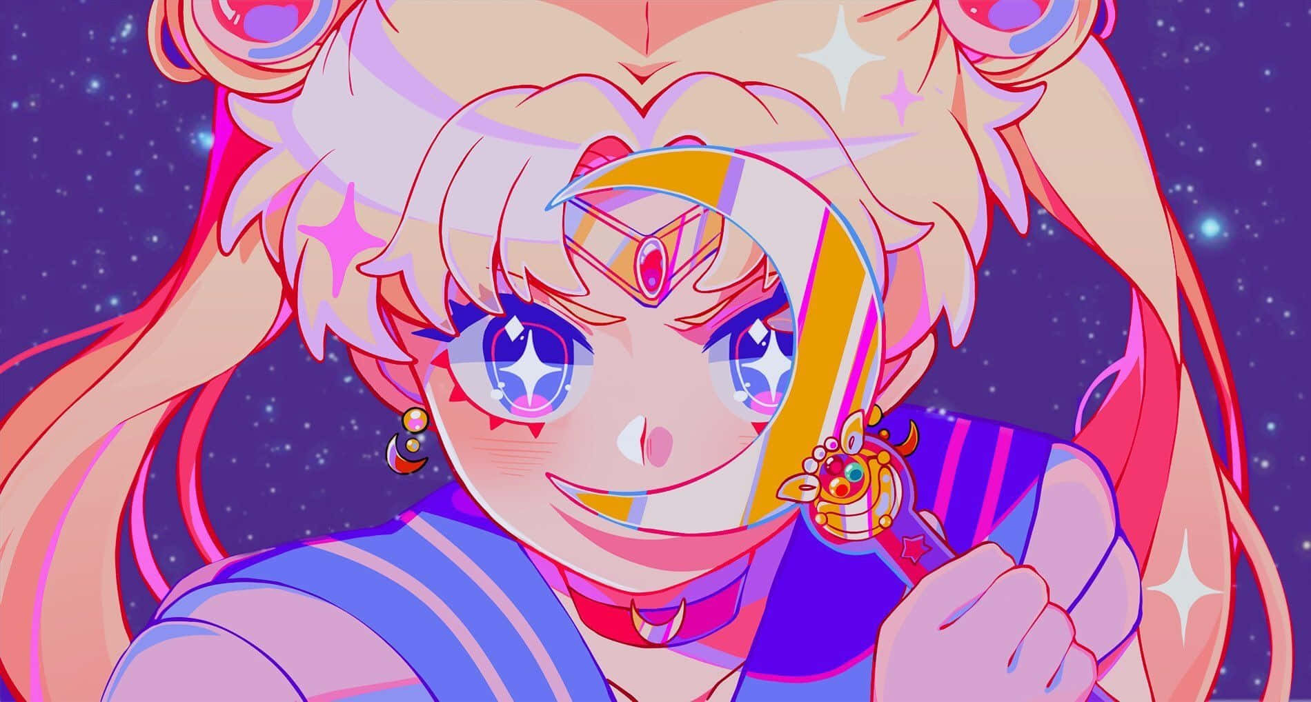Estetik Sailor Moon Mor Simler Duvar Kağıdı