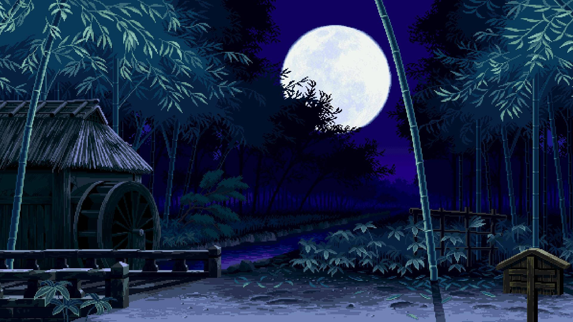 Estetik Sanat Bambu Gece Duvar Kağıdı