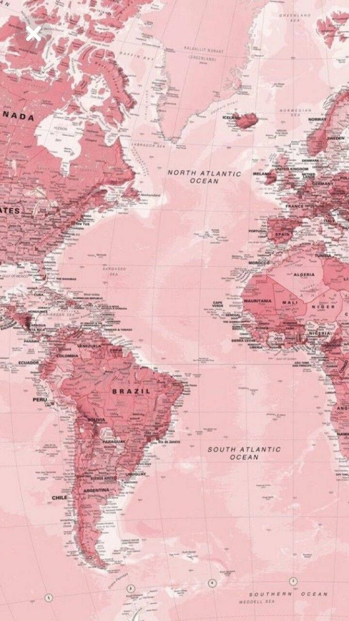 Estetik Şeftali Pembesi Atlas Haritası Duvar Kağıdı