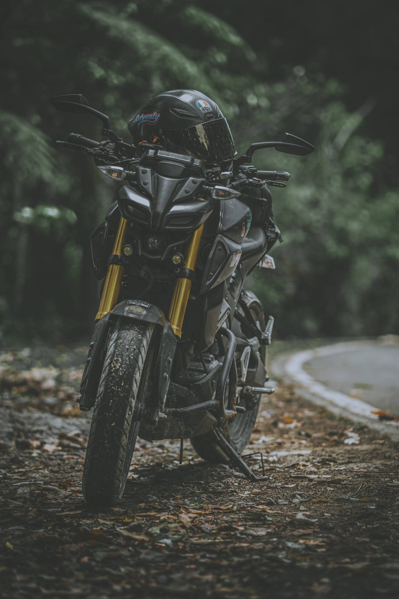 Altın Hidrolik Çatallı Siyah Yamaha MT 15 — Estetik iPad duvar kağıdı Duvar Kağıdı