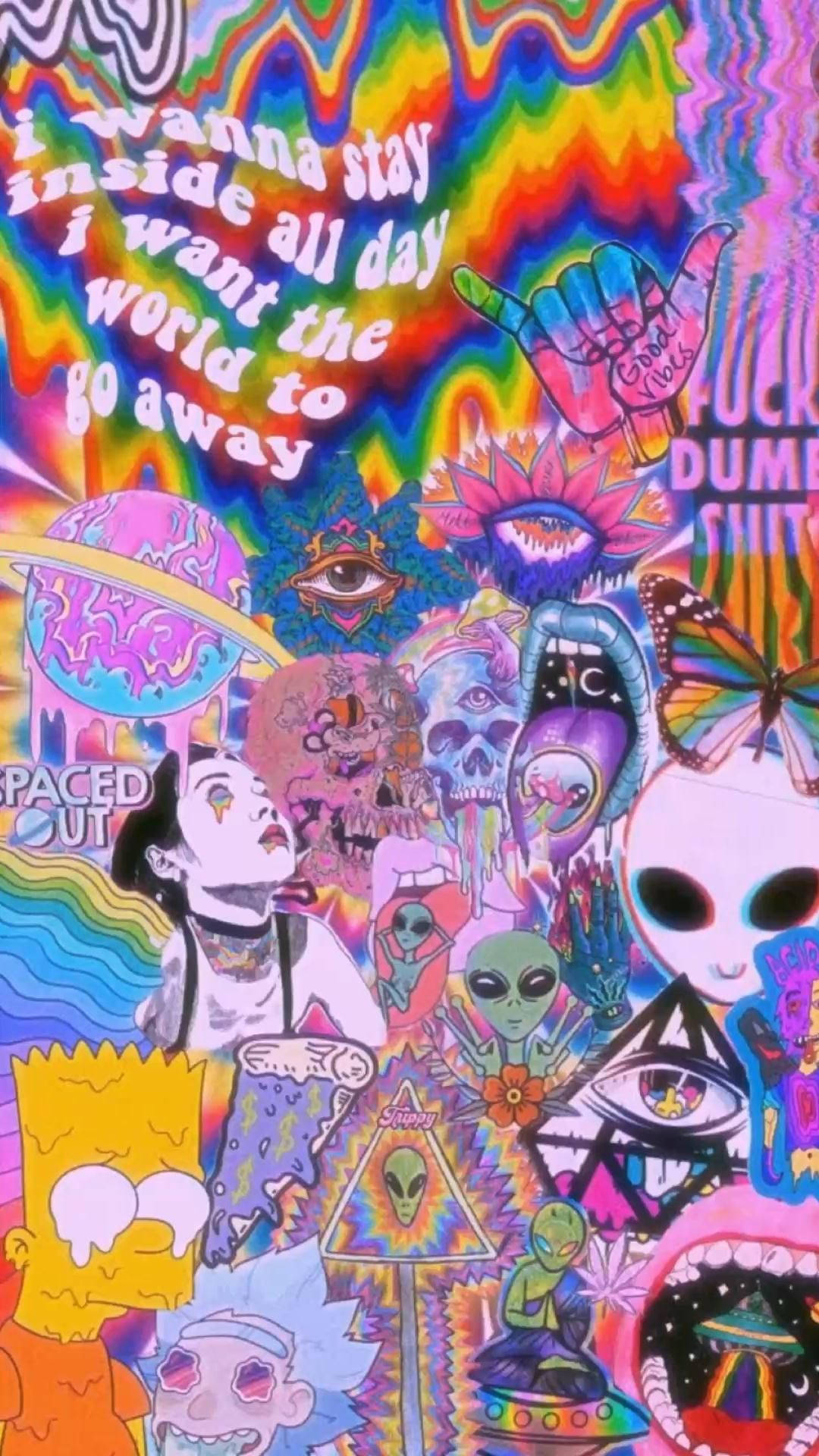 Estetik Trippy Kolaj Sanatı Duvar Kağıdı