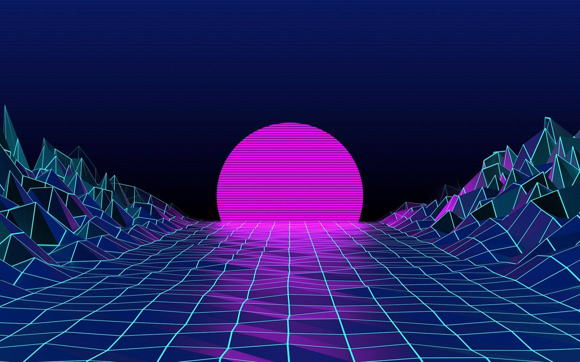Estetik Vaporwave Gün Batımı Dizüstü Bilgisayar Duvar Kağıdı