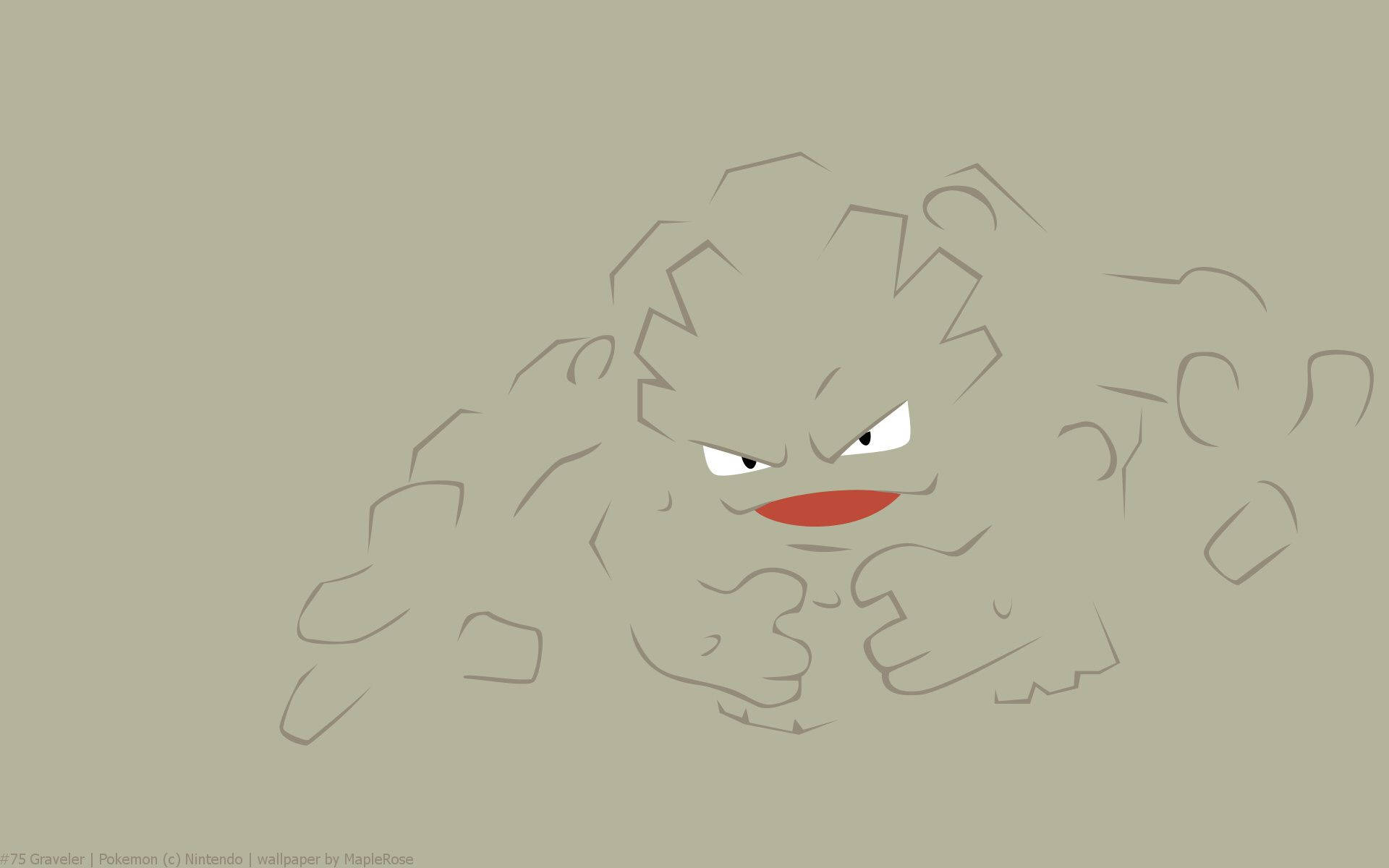 Evolved Geodude Basit Gri Çizim Duvar Kağıdı