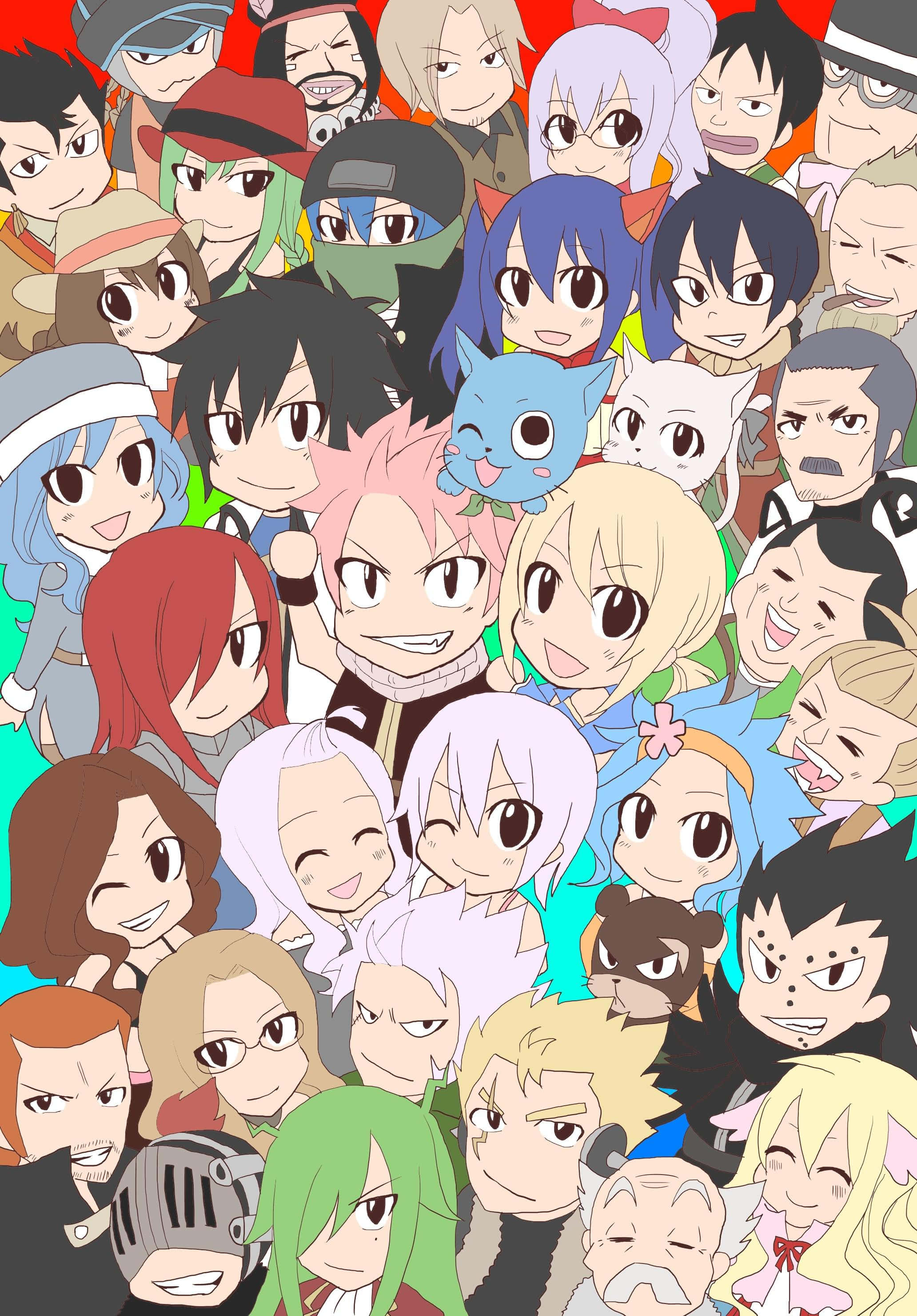 Fairy Tail Estetik Chibi Vektör Duvar Kağıdı