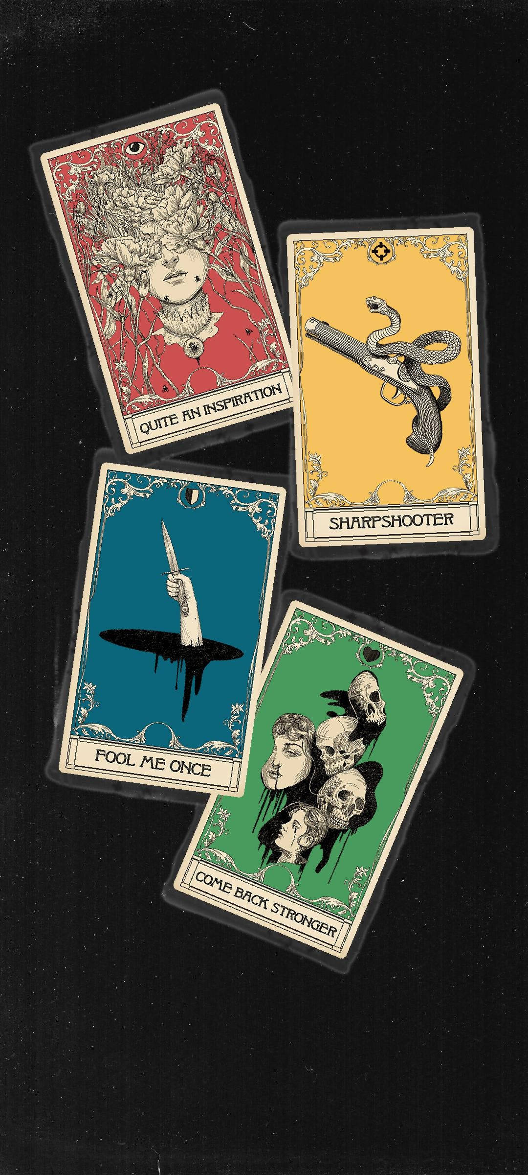farklı görsellere sahip bir dizi tarot kartı Duvar Kağıdı