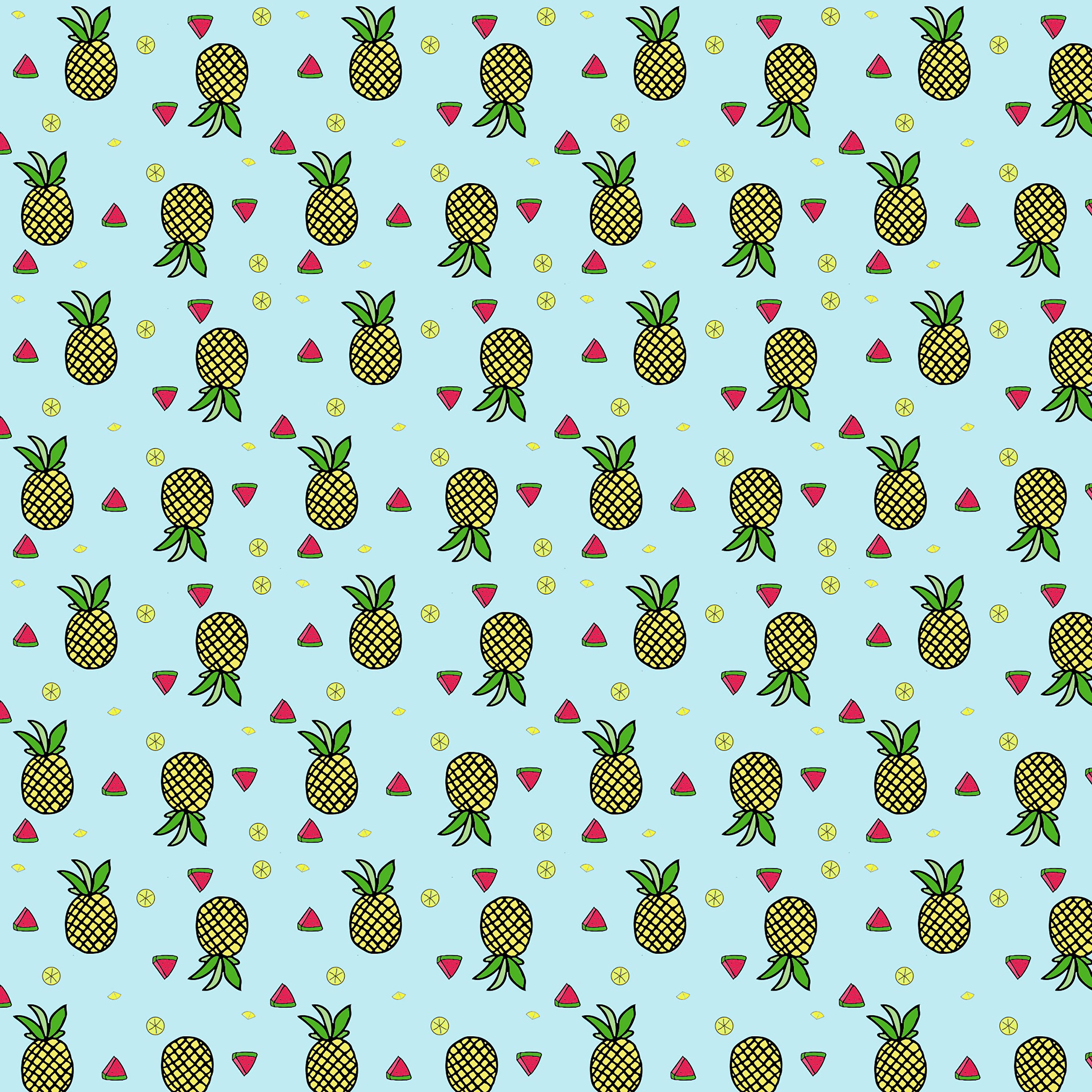 Ferahlatıcı Ananas ve Meyve Deseni Duvar Kağıdı