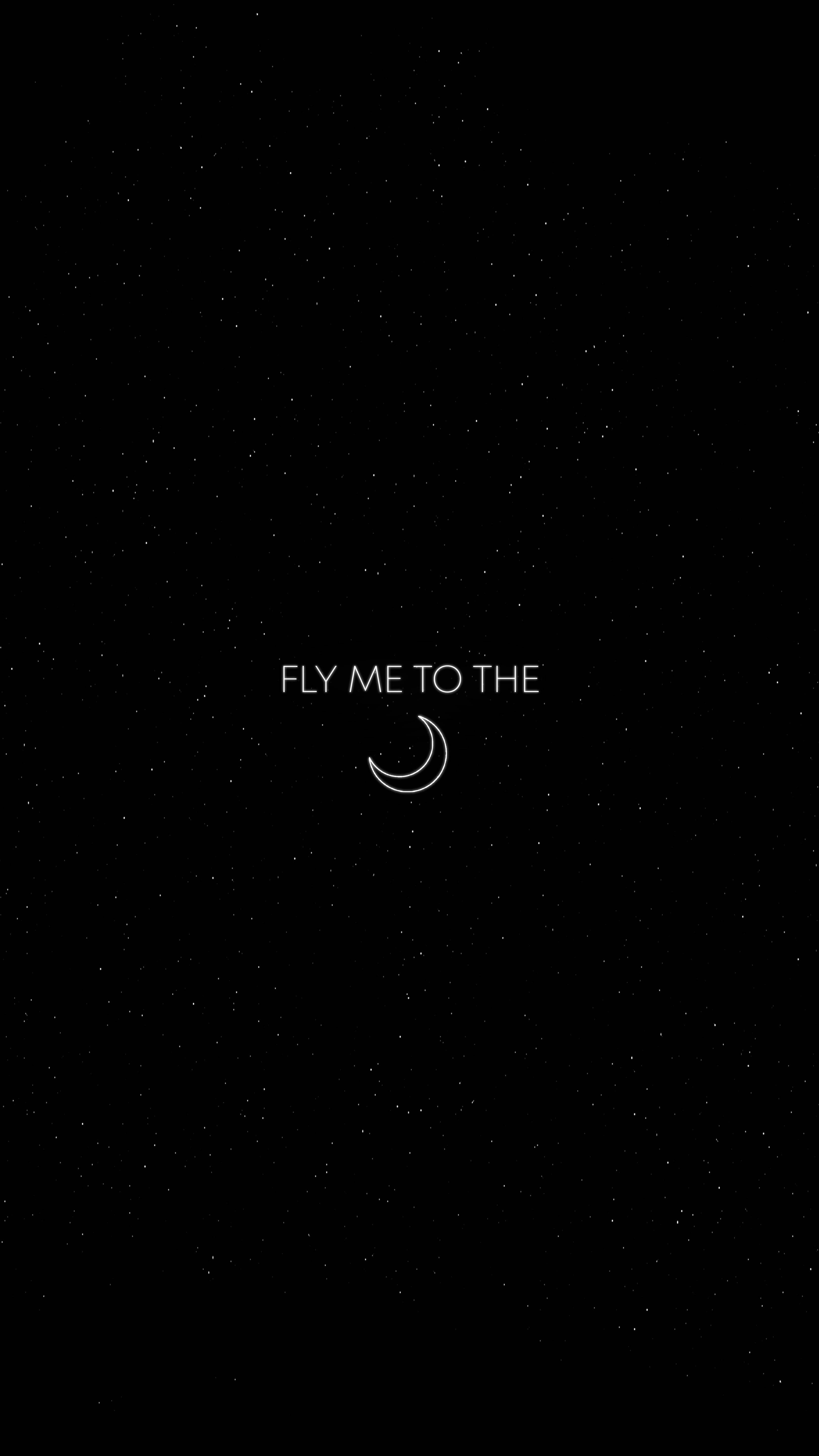 Fly To Moon Minimalist Siyah Telefon Duvar Kağıdı