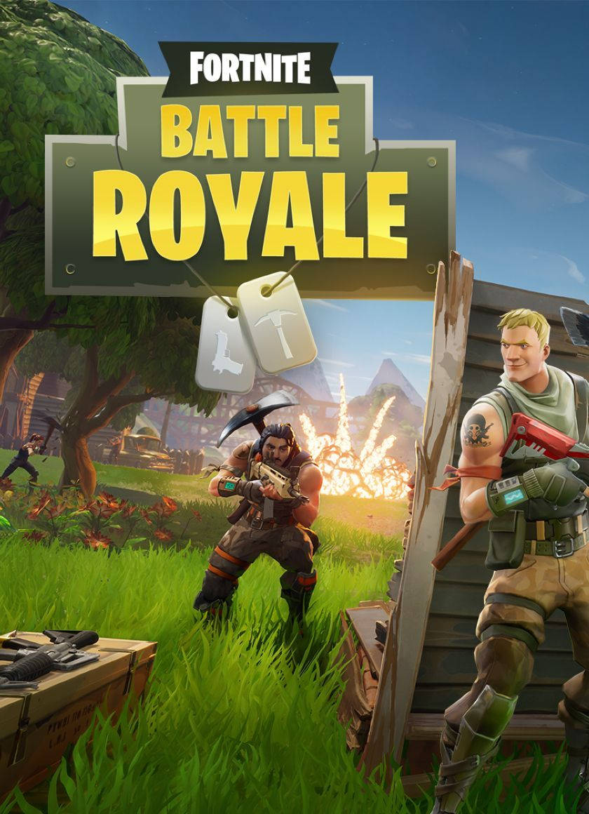 Fortnite battle royale, silahlarıyla kavga eden iki adam duvar kağıdı.
