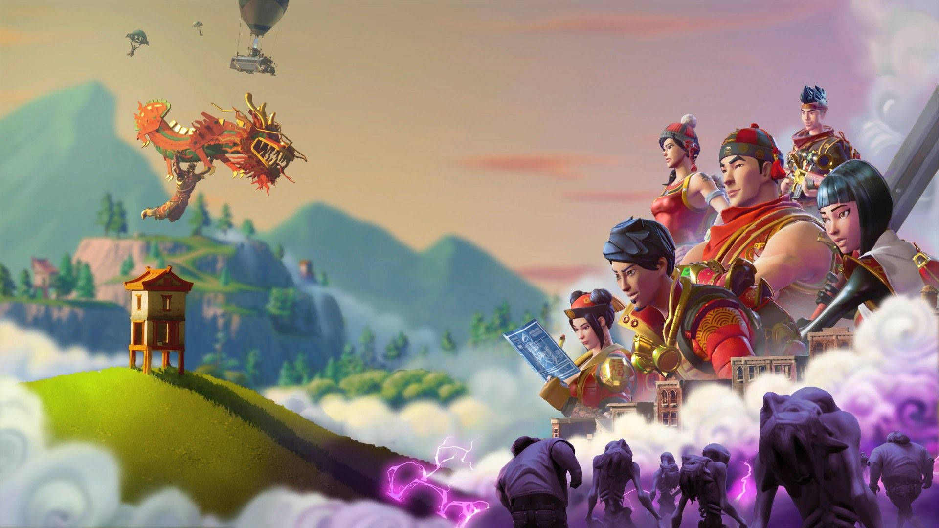 Fortnite HD duvar kağıdının Çin Yeni Yılı temalı posteri.