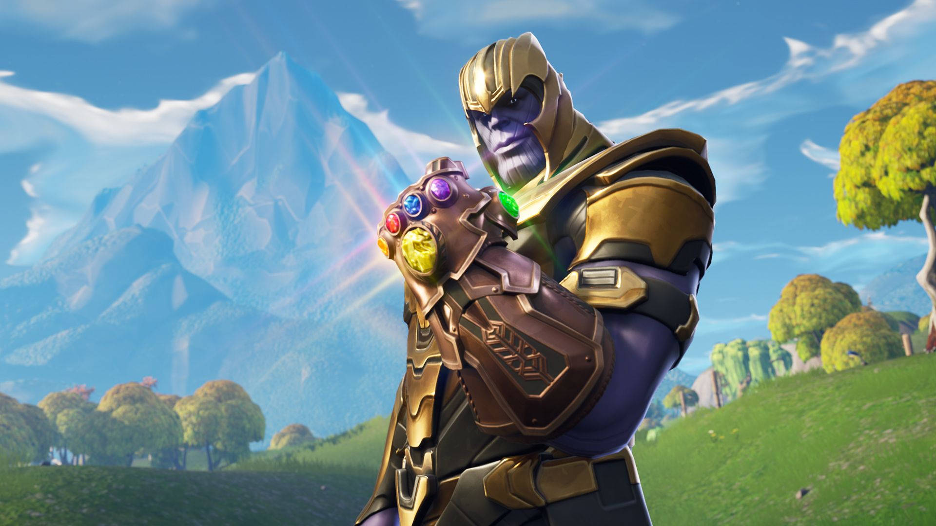 Fortnite'ta Sonsuzluk Eldiveni'ni tutan Thanus HD duvar kağıdı.