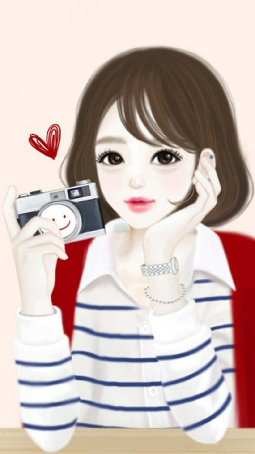 Fotoğraf Makineli Sevimli Anime Kızı Duvar Kağıdı