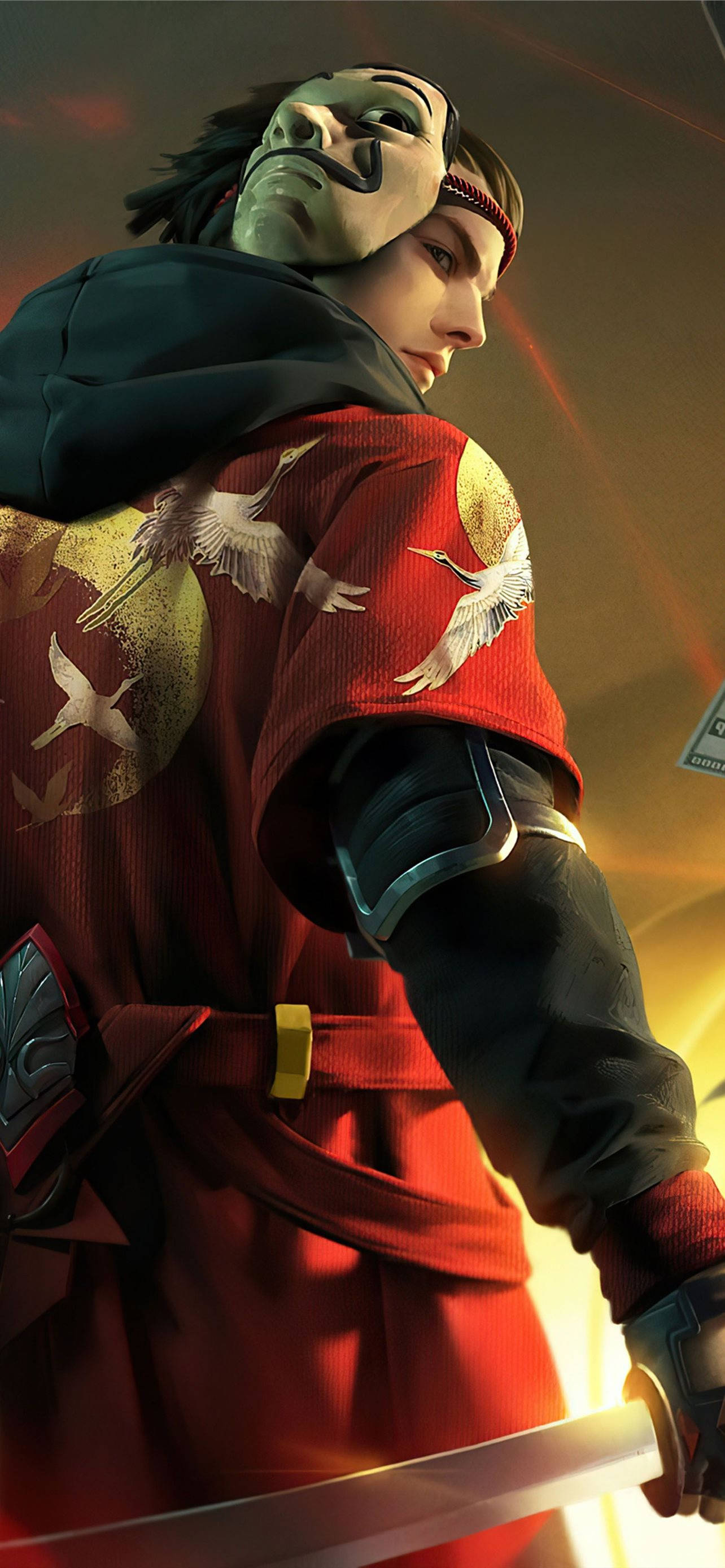 Free Fire Sezon 1 Para Soygunu Maskesiyle Duvar Kağıdı