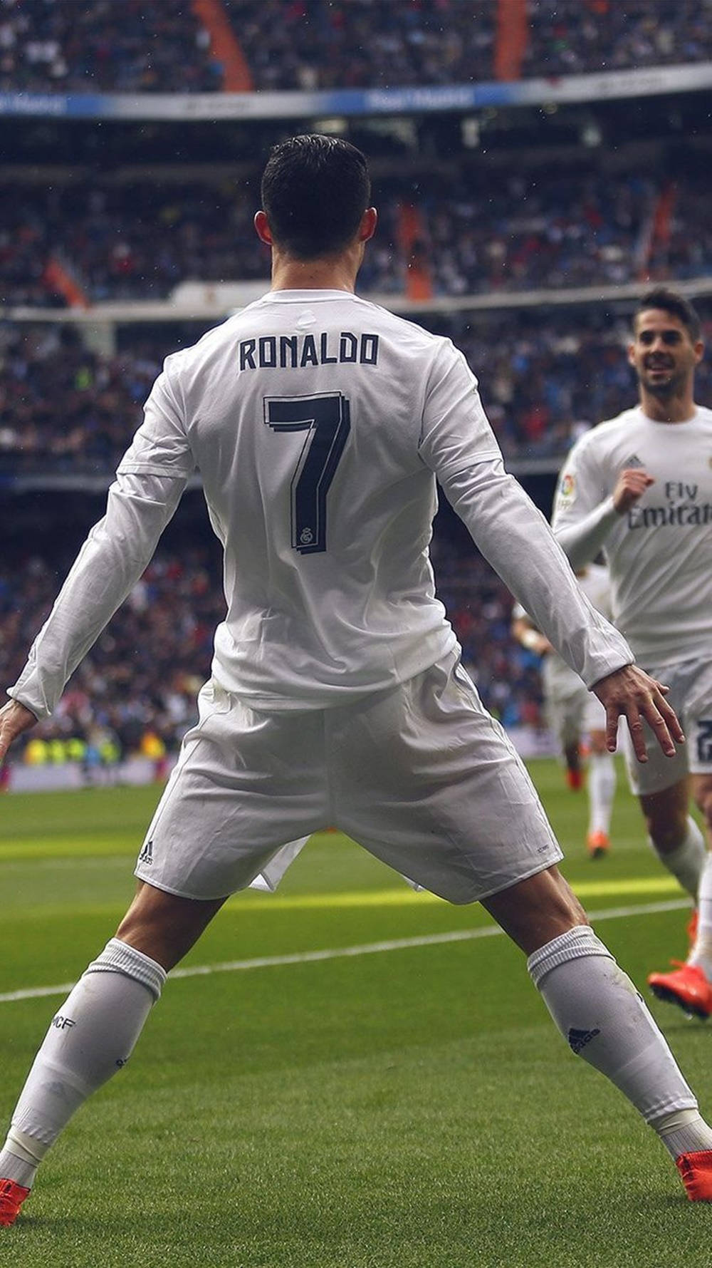 Futbol Efsanesi Cristiano Ronaldo'nun Havalı Sırt Görünümü Duvar Kağıdı