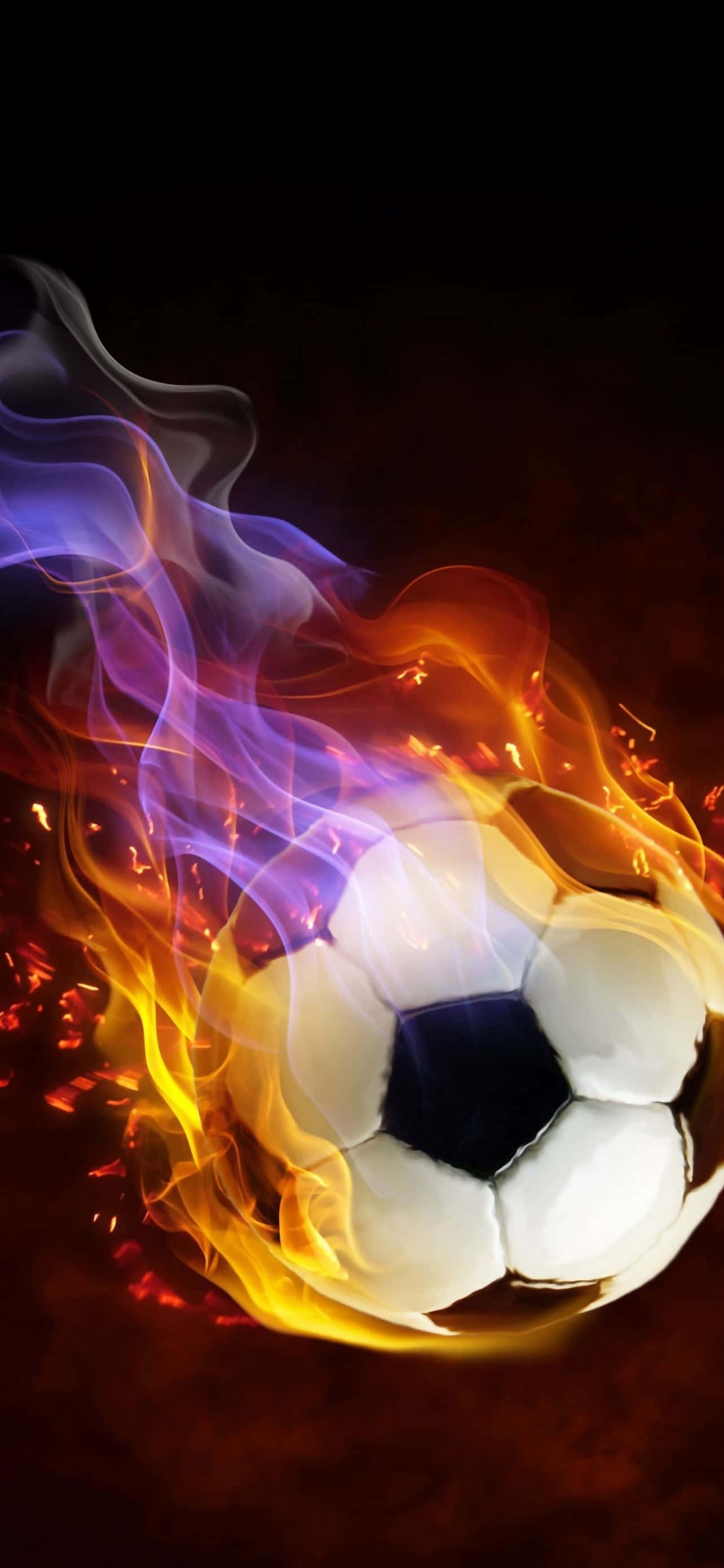 Futbol Topu Arkaplanı Mor Turuncu Alevler Duvar Kağıdı