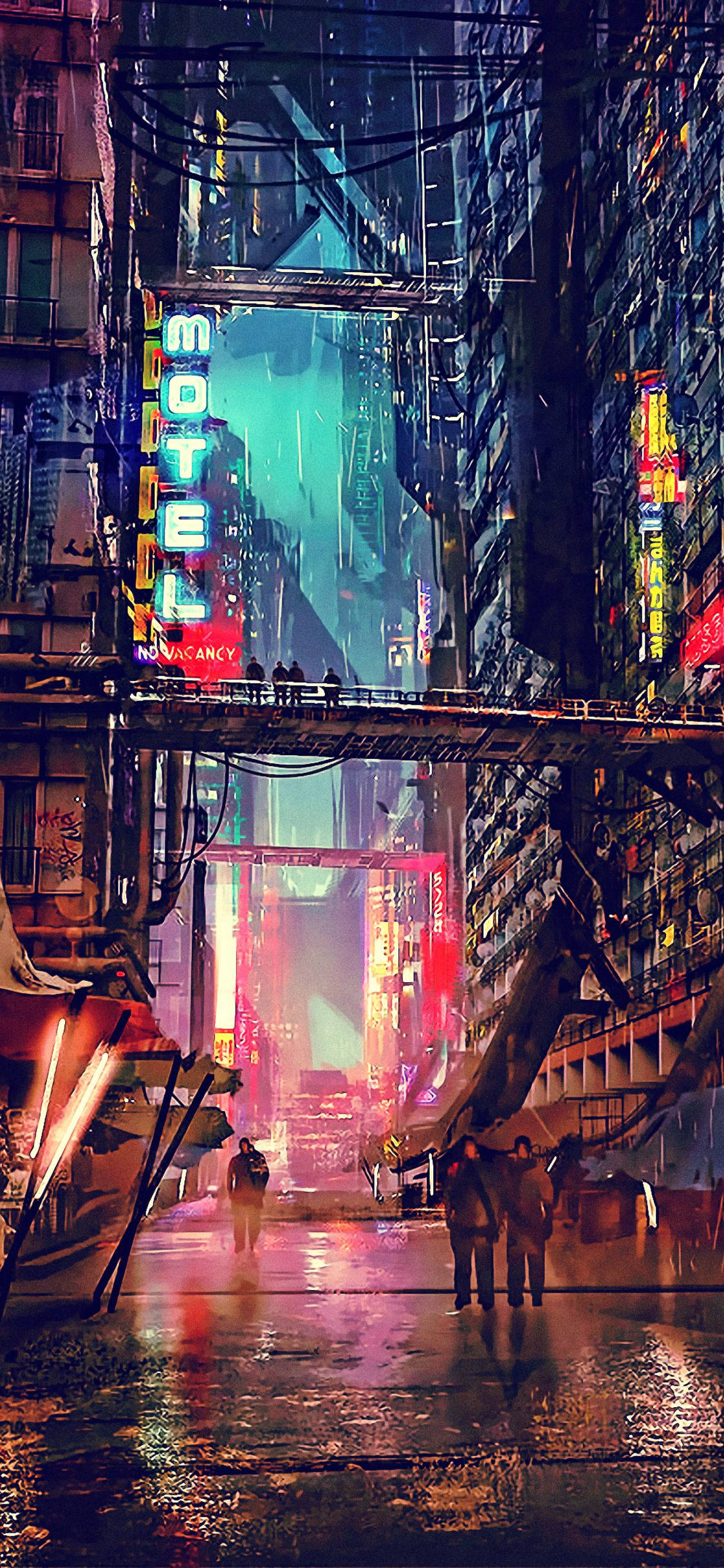 Fütüristik Gece Şehri Cyberpunk 2077 iPhone Duvar Kağıdı