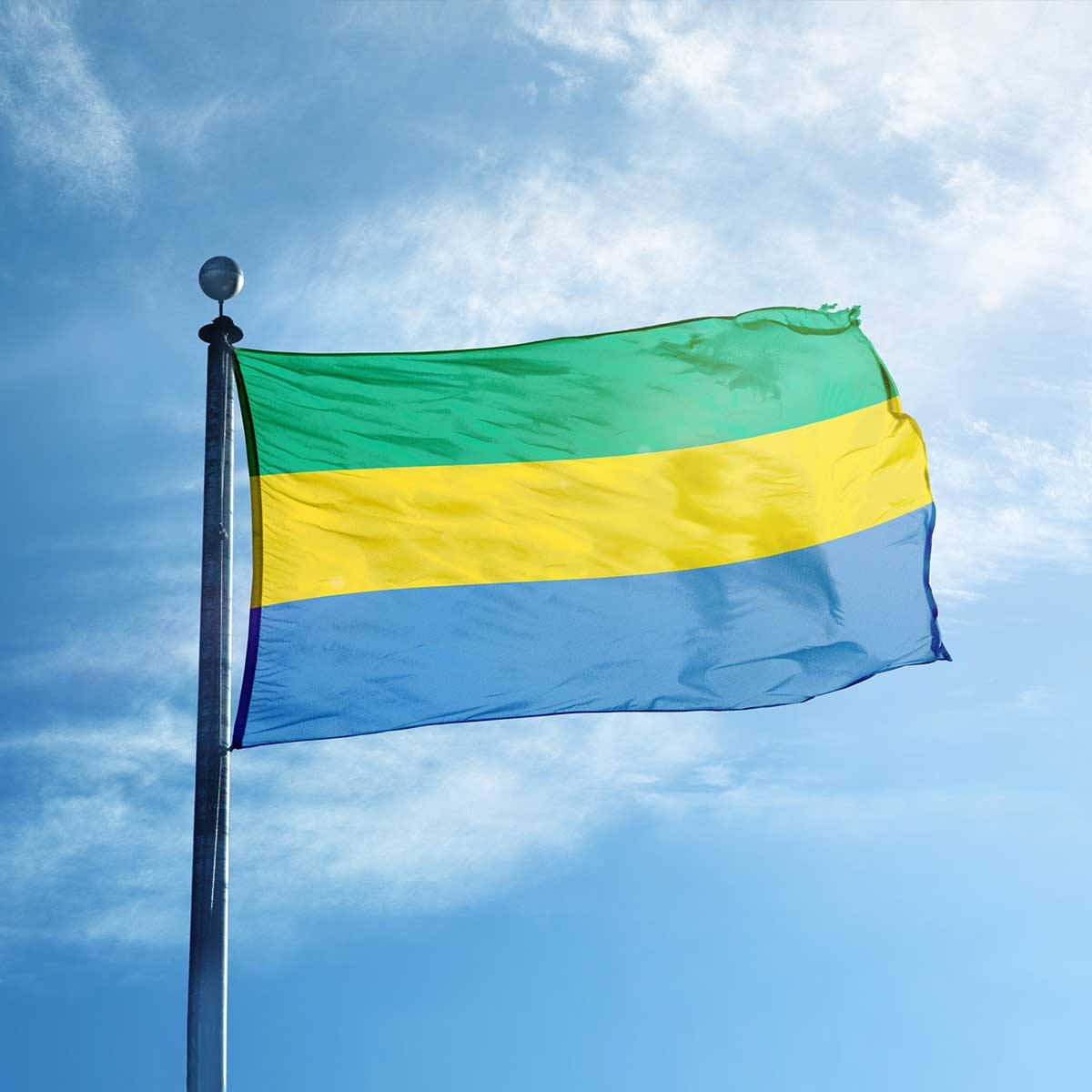Gabon Bayrağı Tam Direkte Duvar Kağıdı