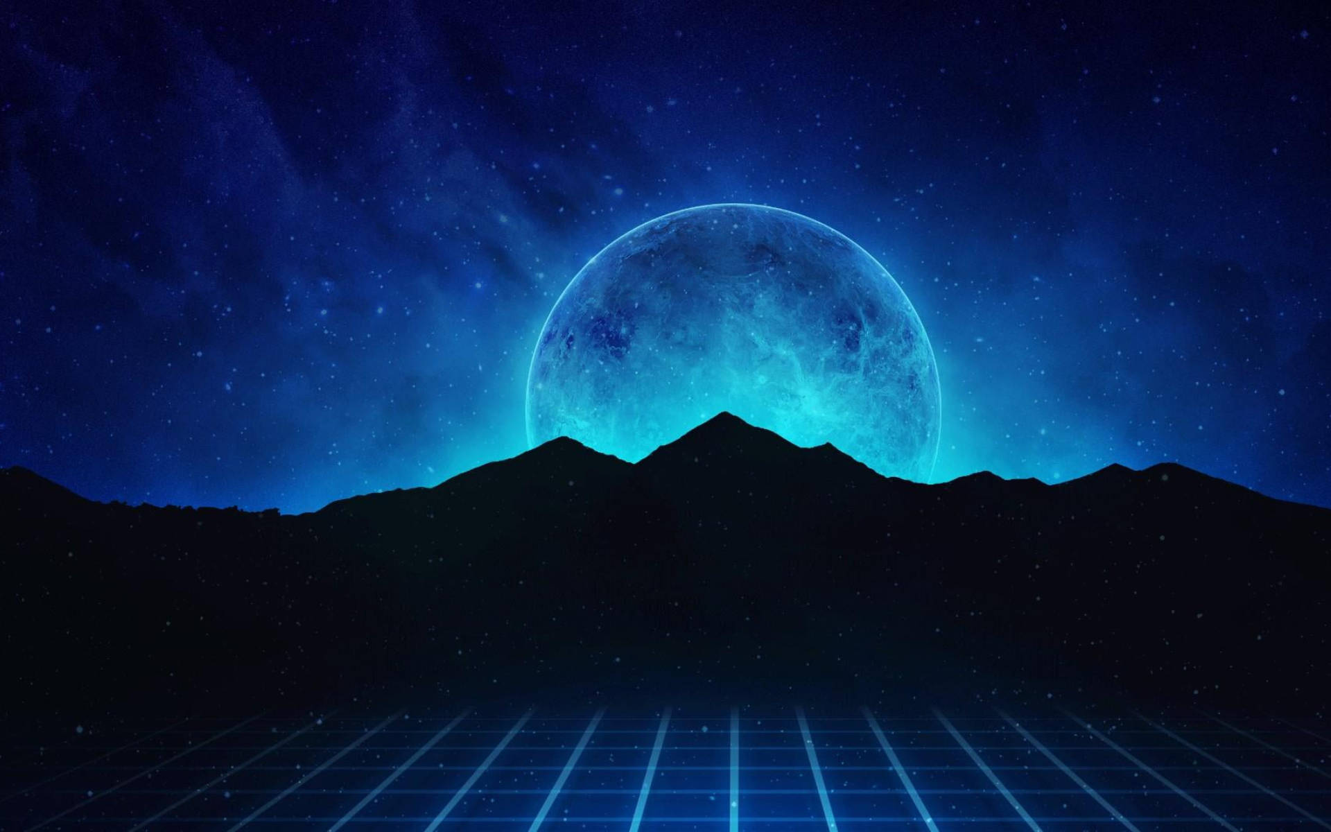 Galaksi Ay Dağı Vaporwave Duvar Kağıdı