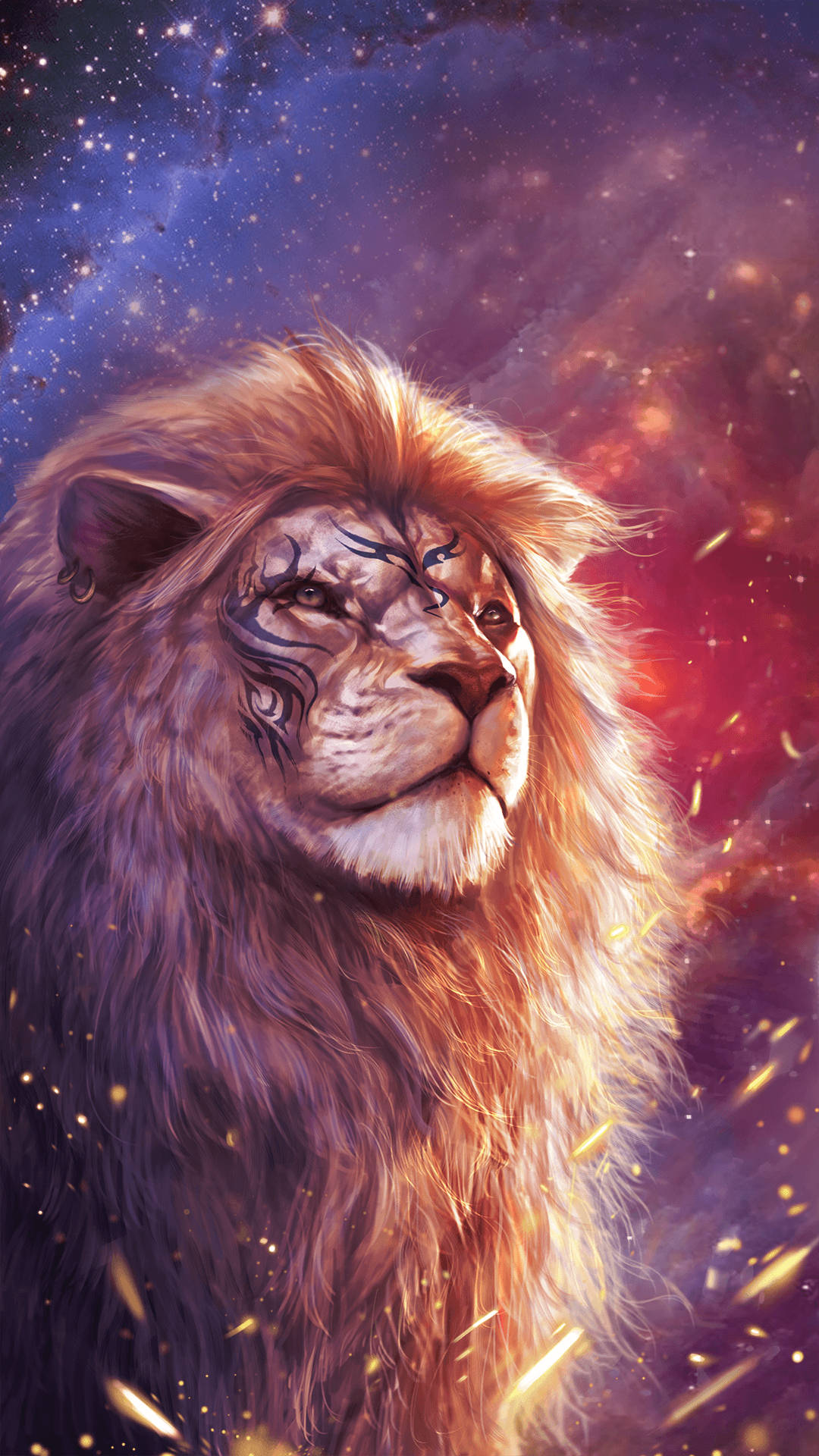 Galaxy Aslanı Gerçekçi Sanat Duvar Kağıdı