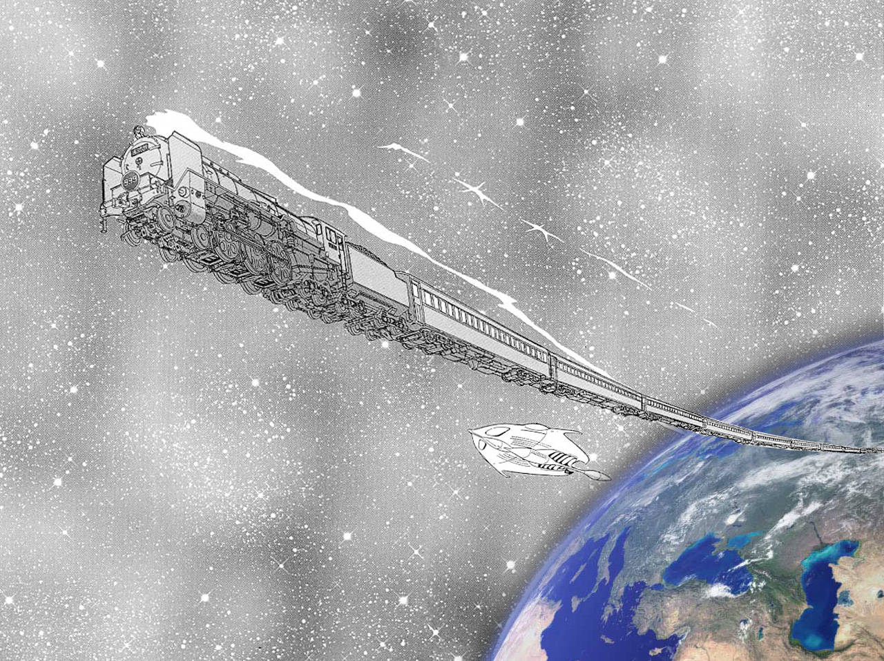 Galaxy Express 999 Manga Paneli Duvar Kağıdı