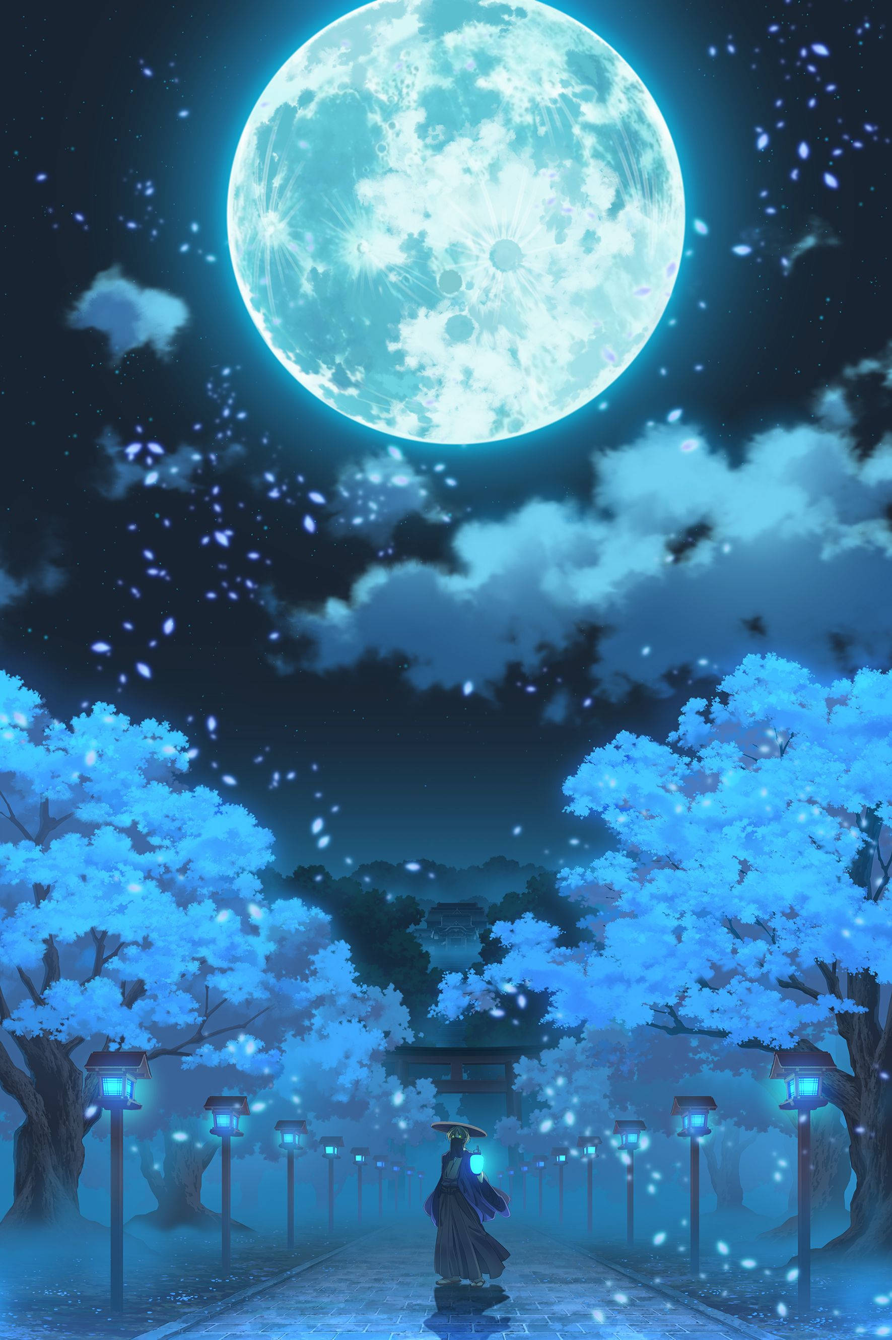 Galaxy Moon Anime Sanatı Duvar Kağıdı