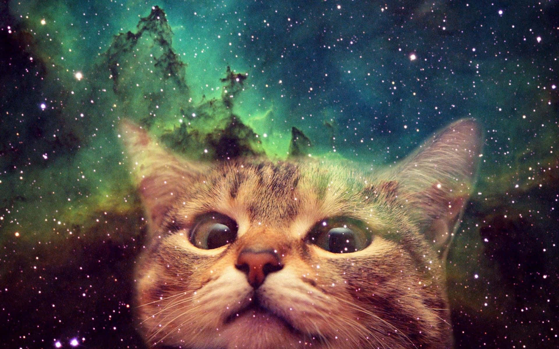 Galaxy Sevimli Kedi Yüzü Duvar Kağıdı