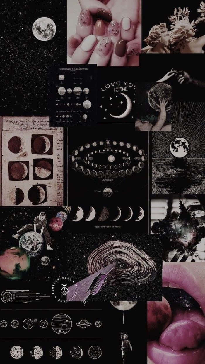 Galaxy Siyah Kolaj Duvar Kağıdı