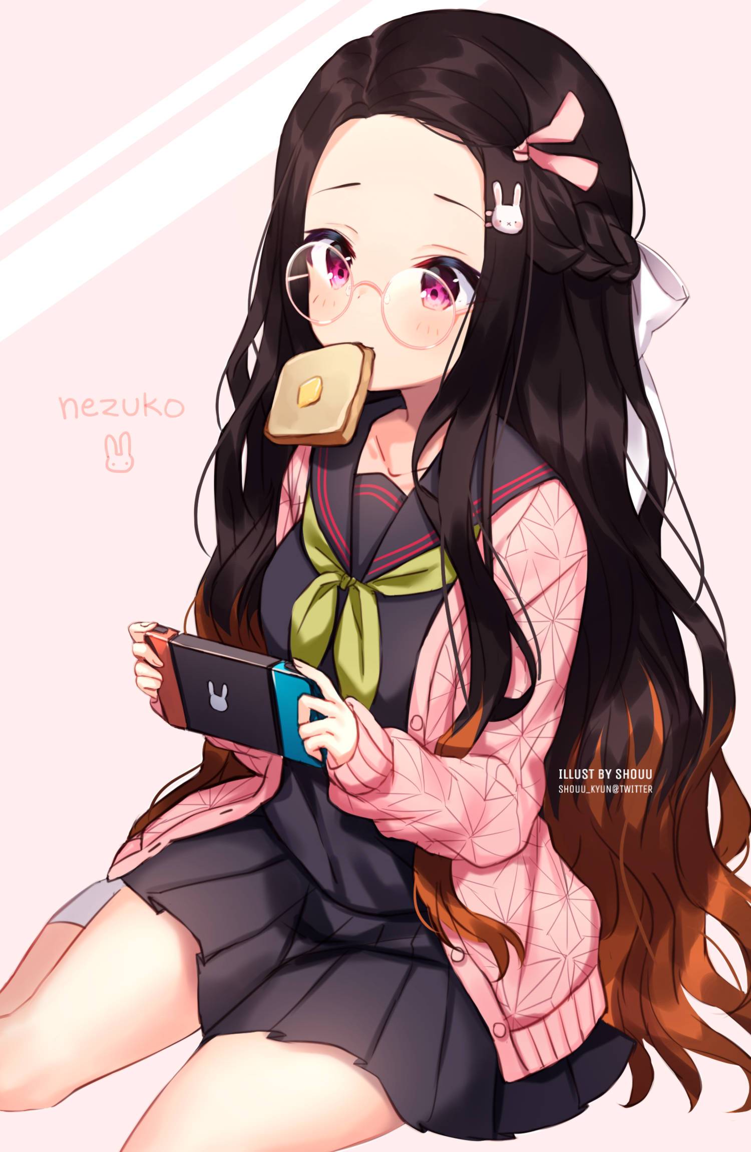 Gameboy Oynayan Demon Slayer Nezuko Duvar Kağıdı