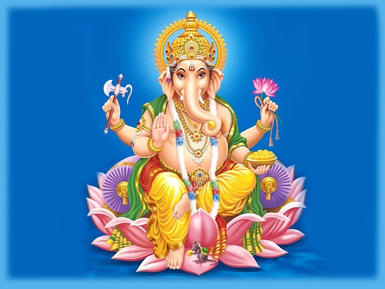 Ganesh Masaüstü Pembe Lotus Tahtı Grafik Sanat Eseri Duvar Kağıdı