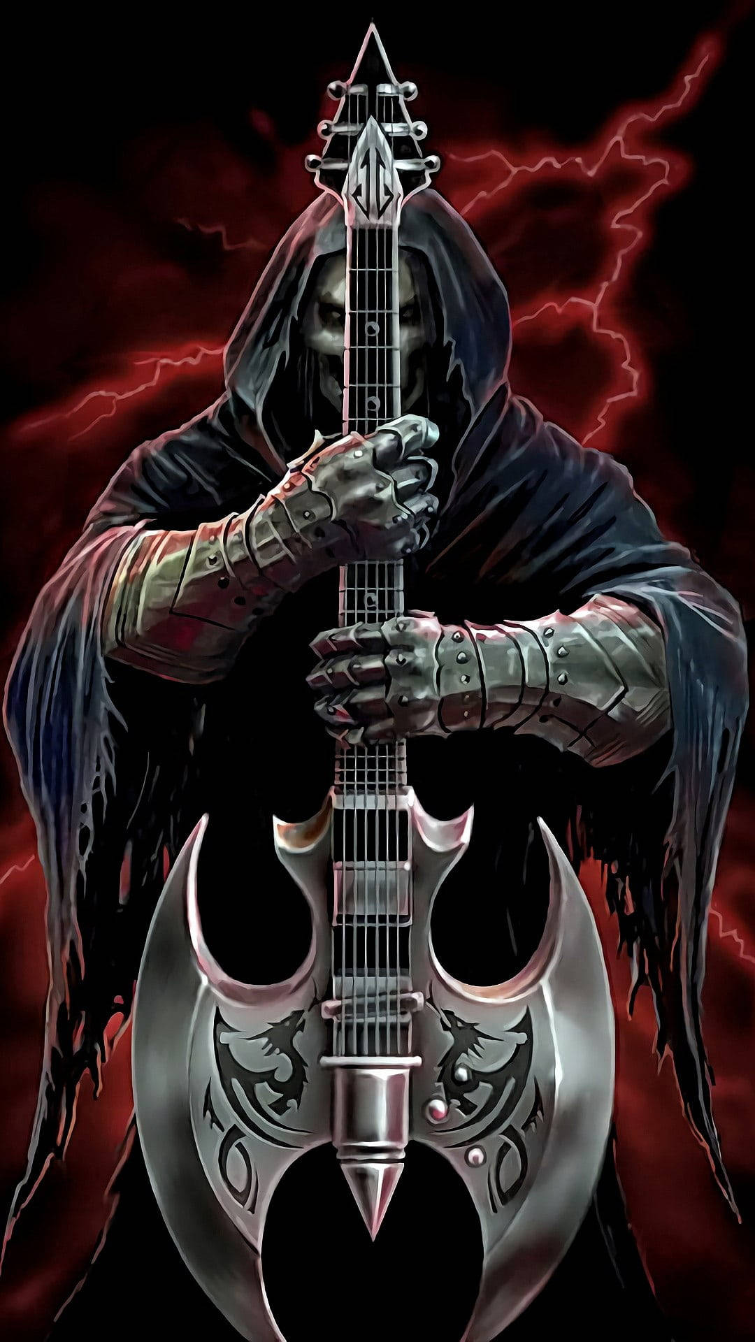 Gangster Kafatası ve Gitar Duvar Kağıdı