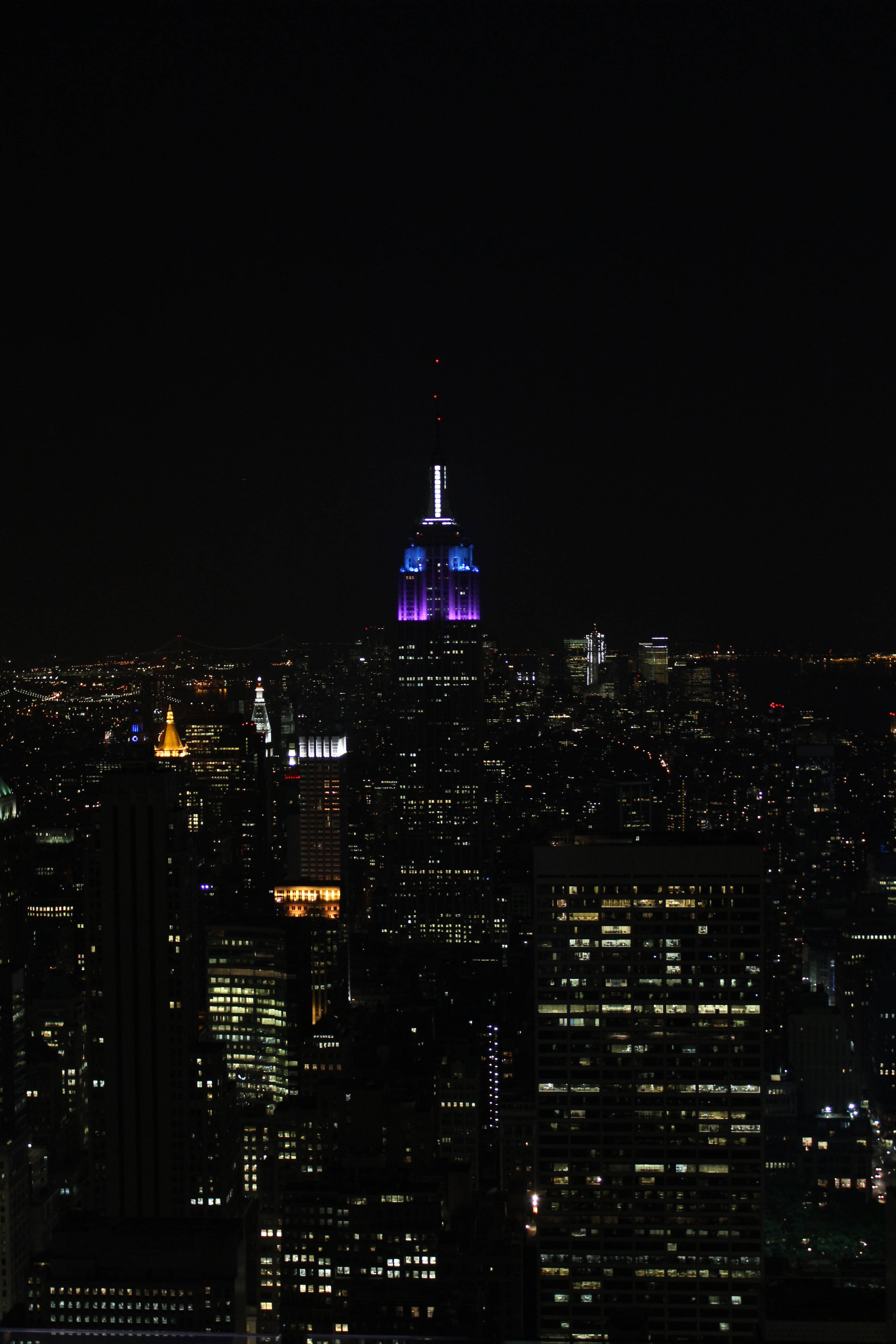 Gece New York'ta Empire State'in Ay Işıklı Silüeti iPhone Duvar Kağıdı