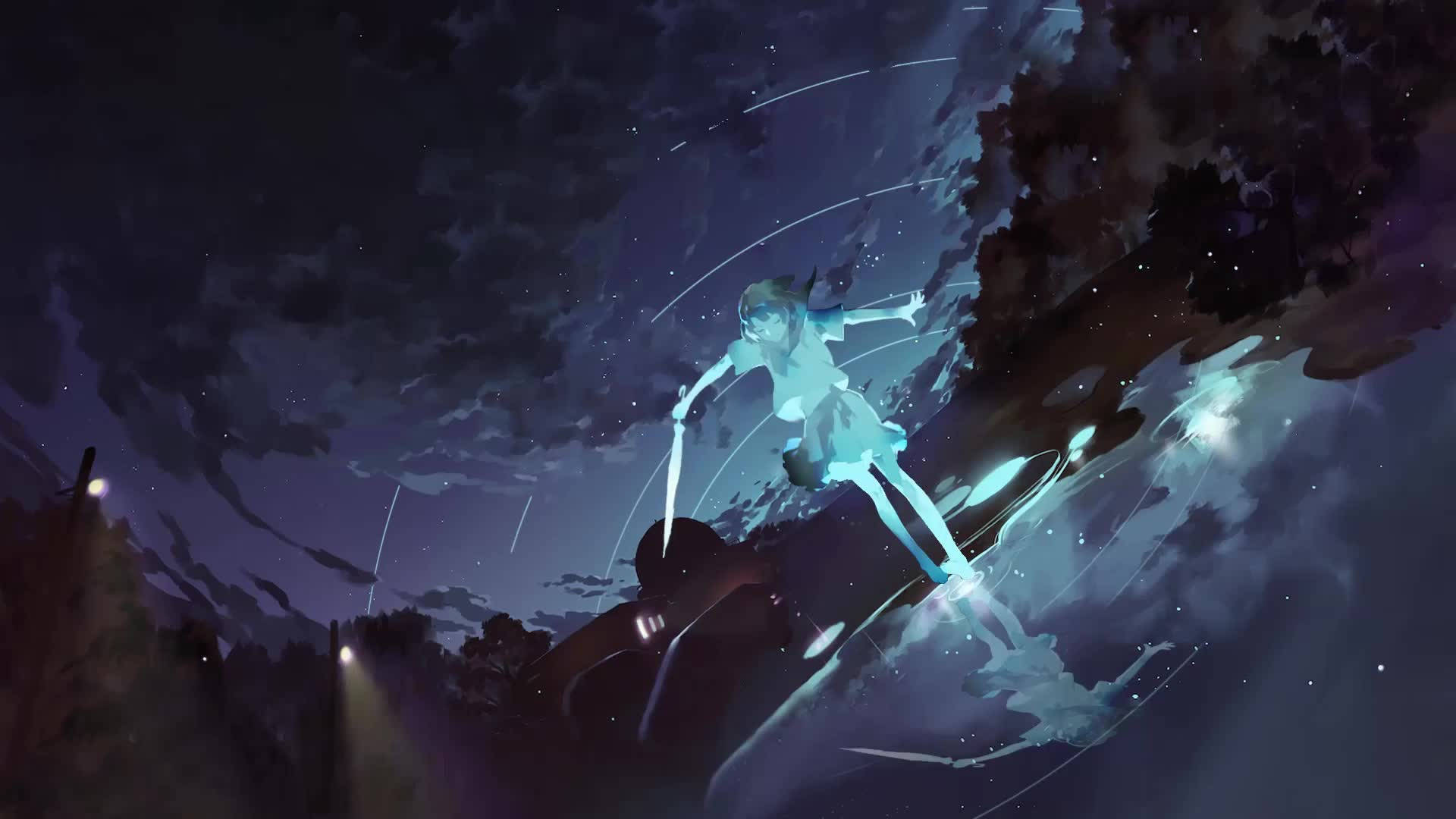 Gece Parlayan Anime Dansı Duvar Kağıdı