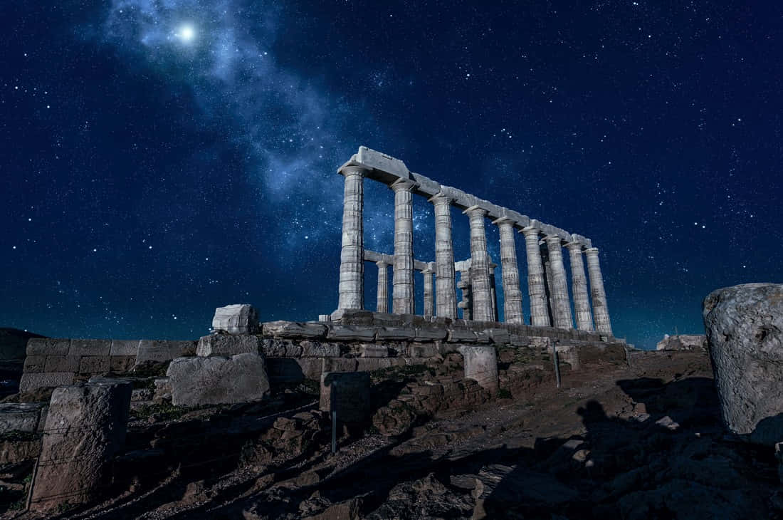 Gece Poseidon Tapınağı Duvar Kağıdı