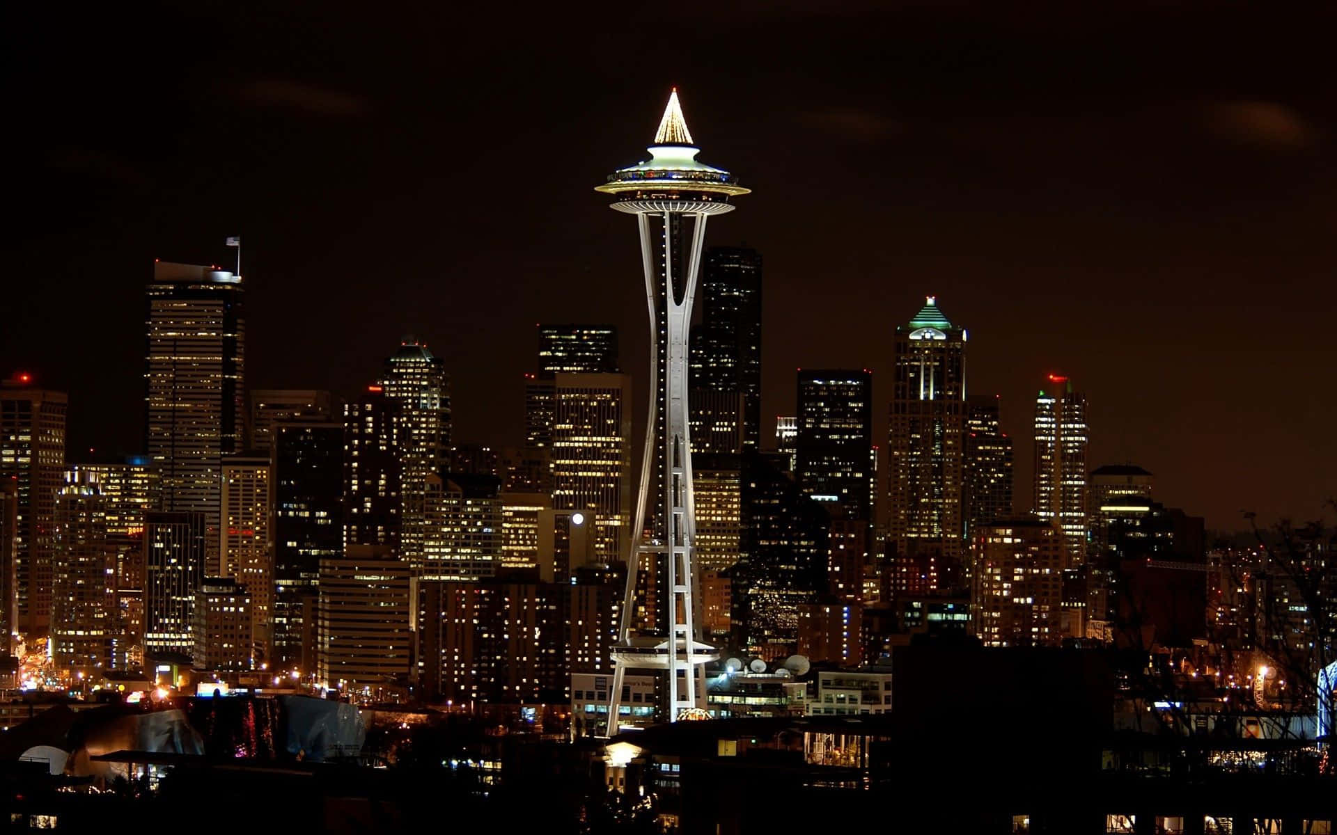 Gece Seattle Şehir Işıkları Duvar Kağıdı