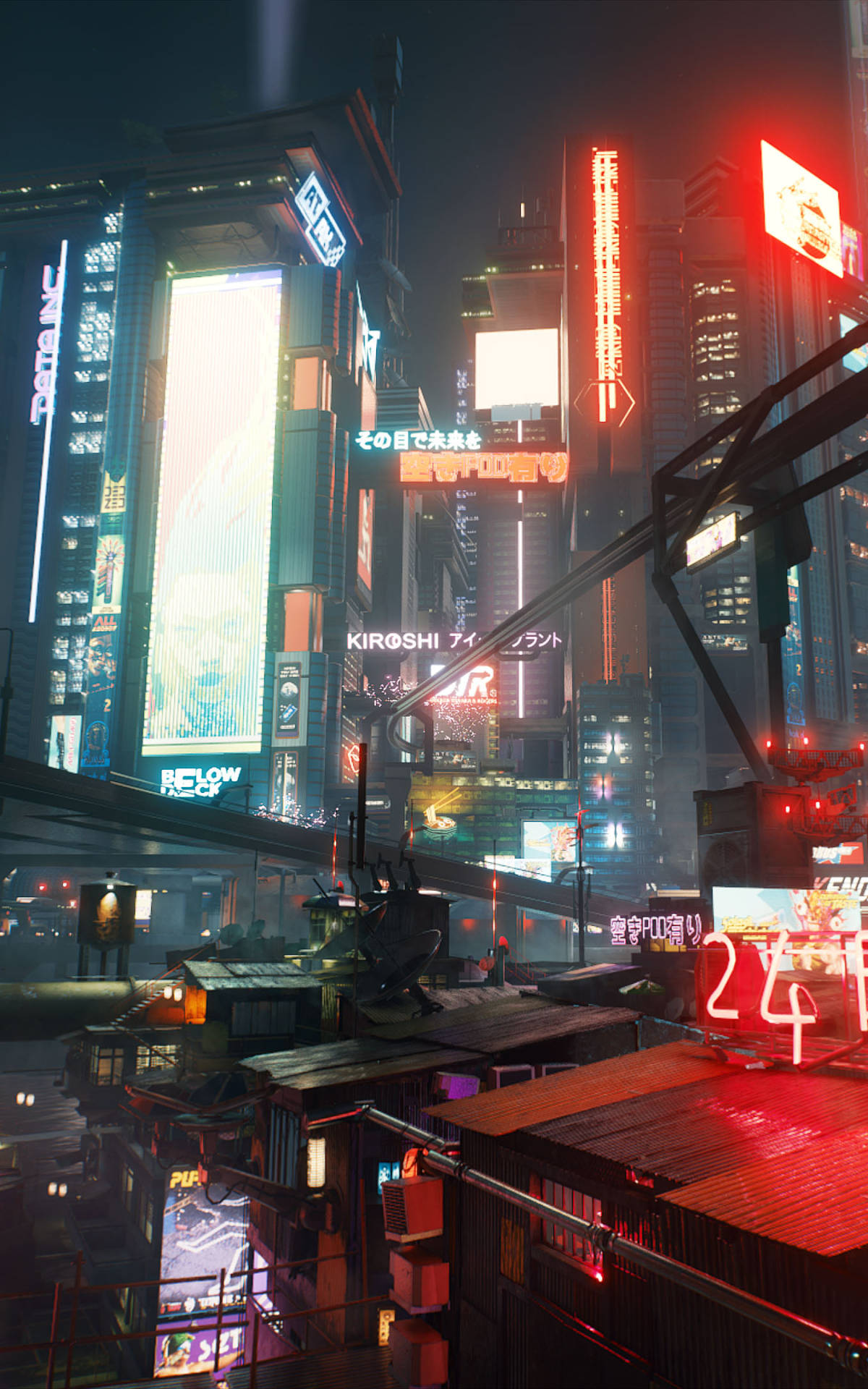 Gece Şehrinde Işıklar Cyberpunk Android Duvar Kağıdı