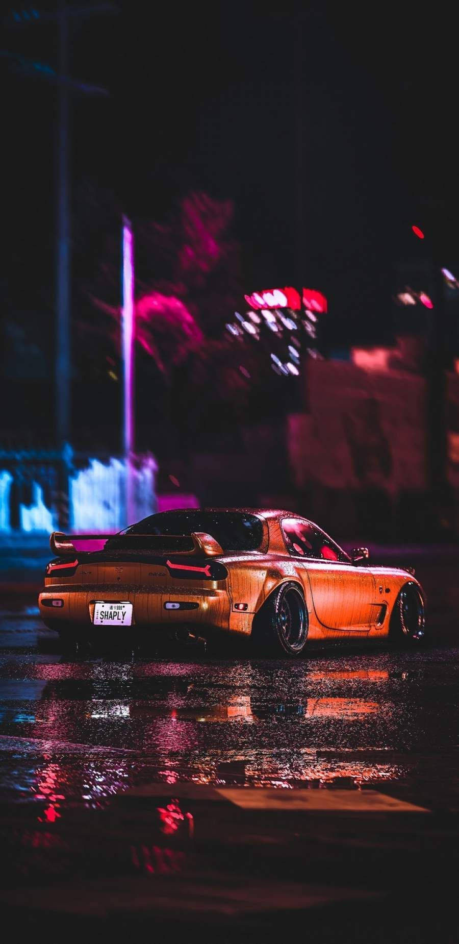Gece Turuncu JDM Araba Estetiği Duvar Kağıdı