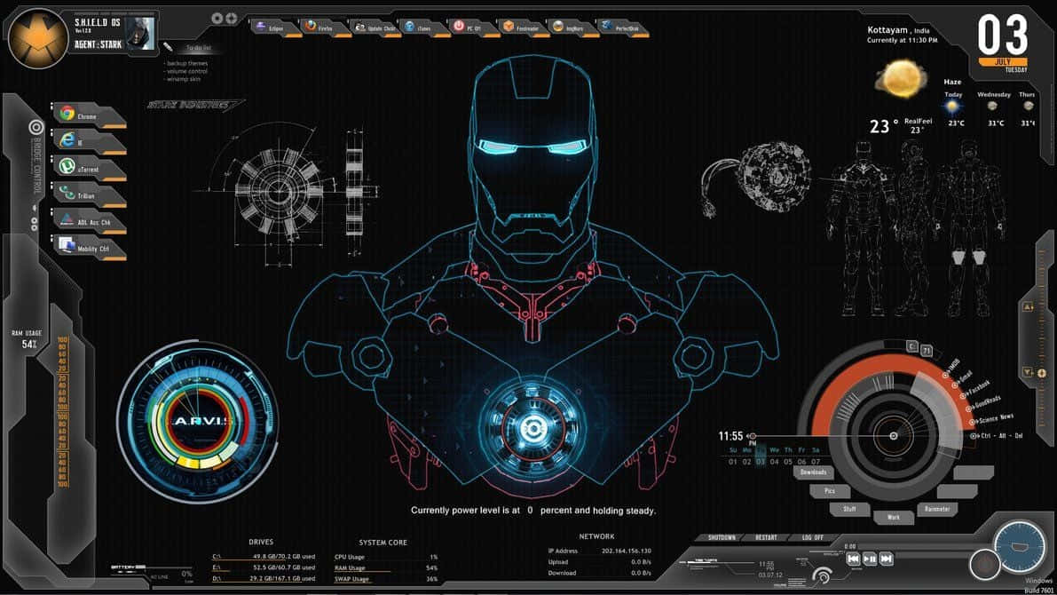 Geleceğin Iron Man Jarvis Masaüstü Arayüzü Duvar Kağıdı