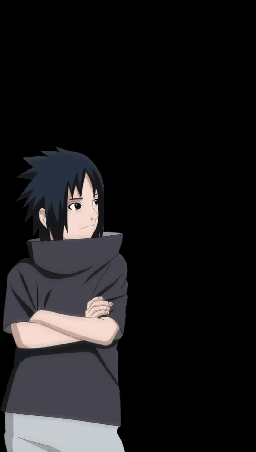 Genç Anime Karakteri Siyah Arka Plan Duvar Kağıdı