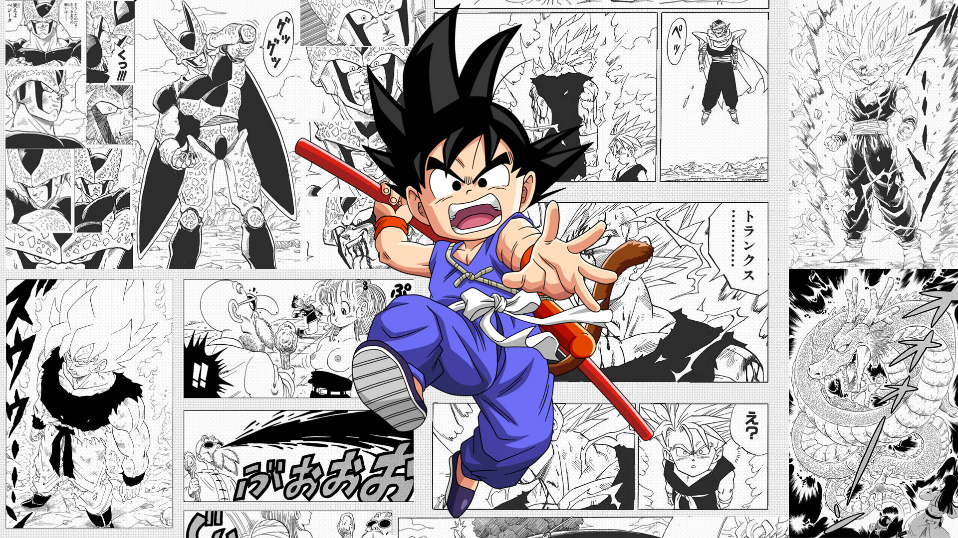 Genç Son Goku Manga Paneli Duvar Kağıdı