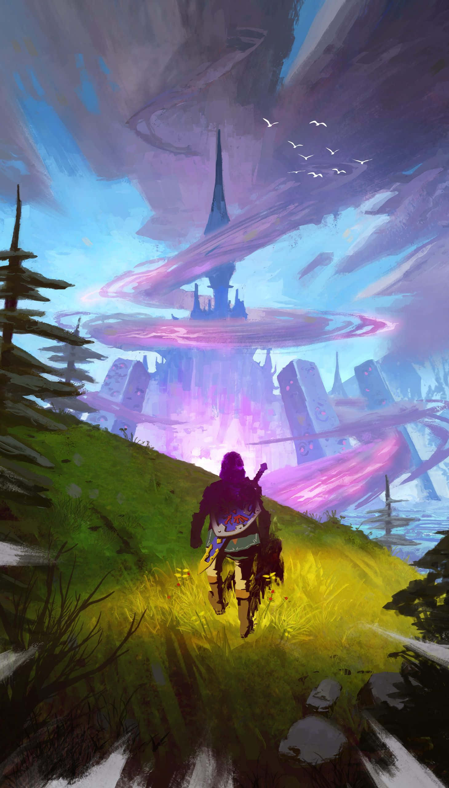 Gerçekçi Fantastik Dünya: The Legend of Zelda'da Hyrule'da Yolculuk Duvar Kağıdı