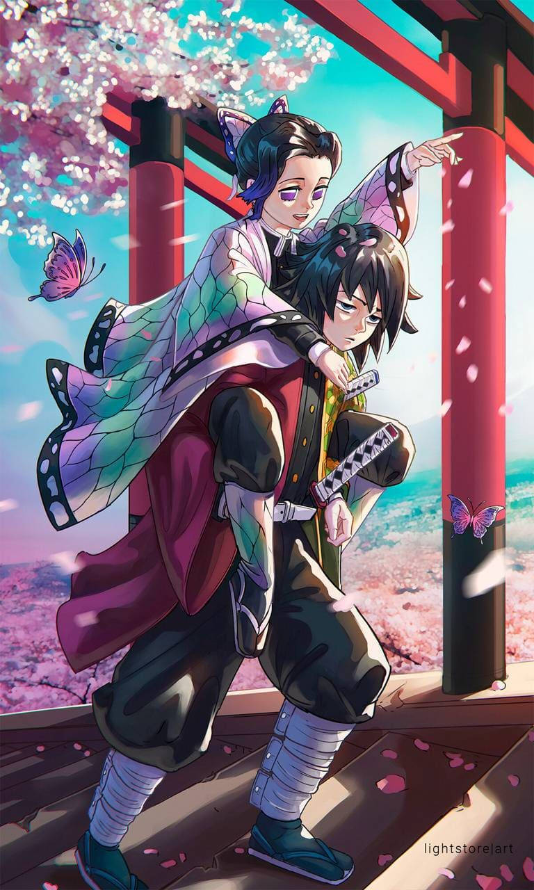 Giyu ve Shinobu Demon Slayer iPhone Duvar Kağıdı