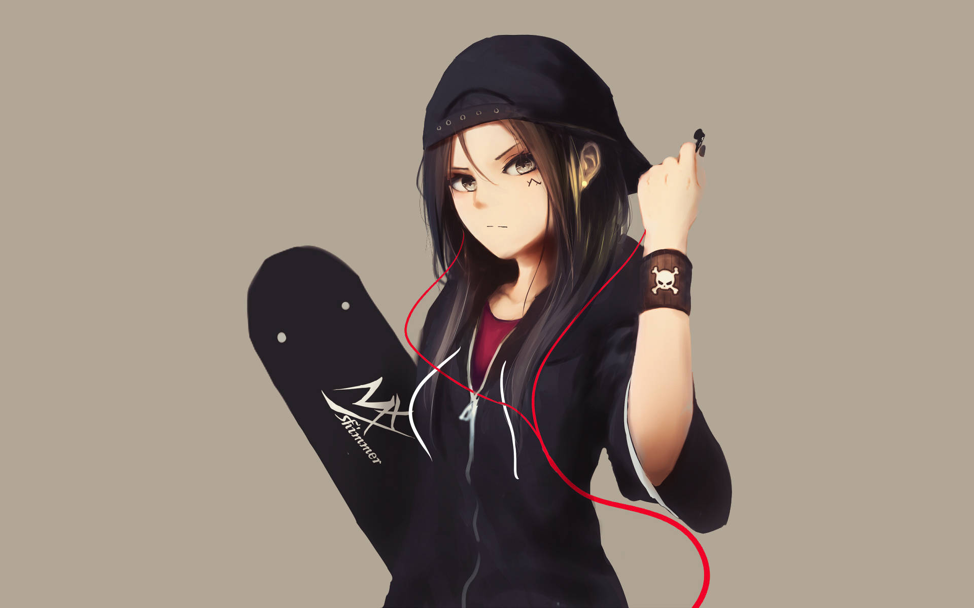 Gizemli Kapüşonlu Anime Kızı Duvar Kağıdı