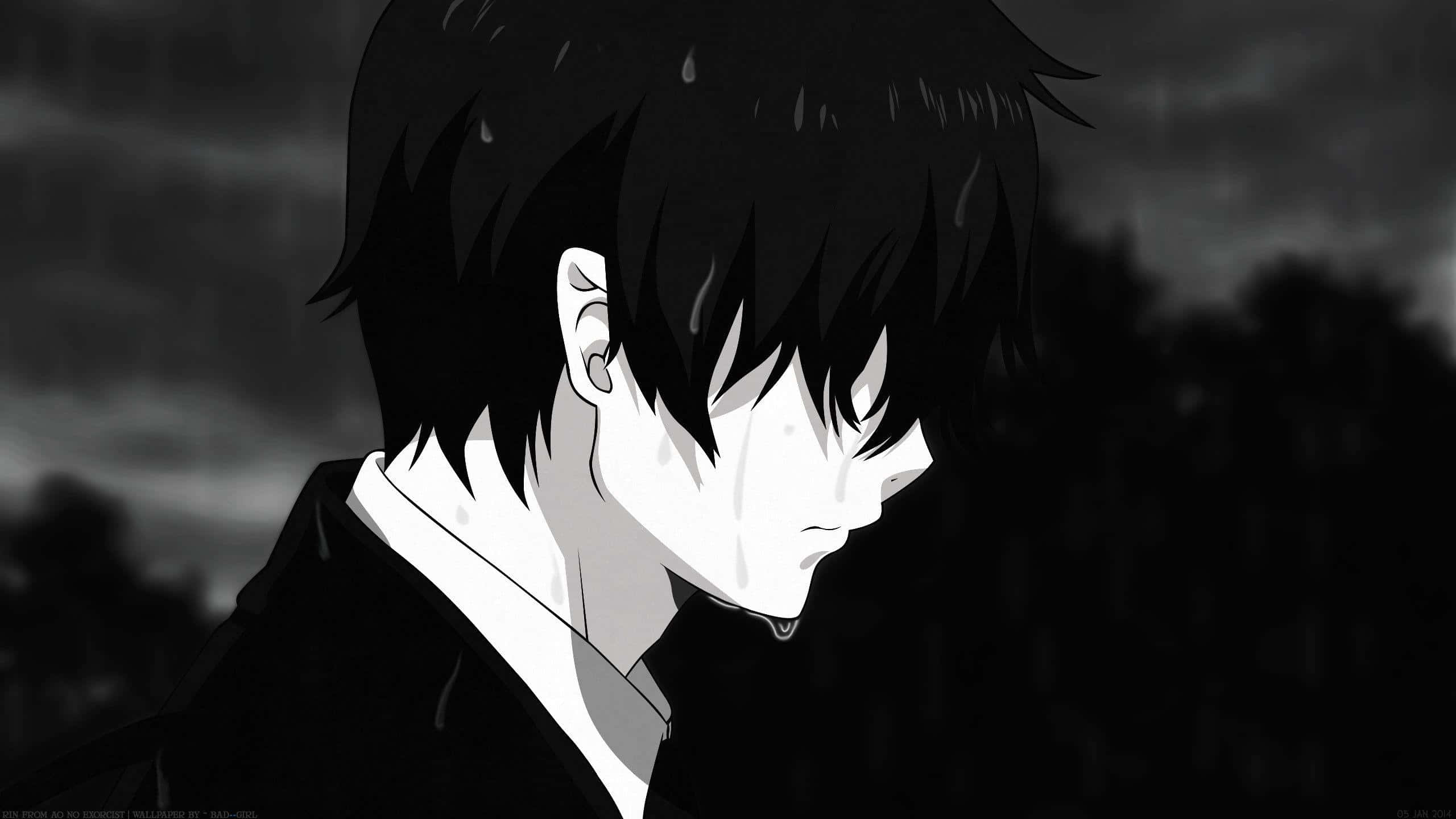 Gizemli Siyah Beyaz Anime Karakteri Duvar Kağıdı