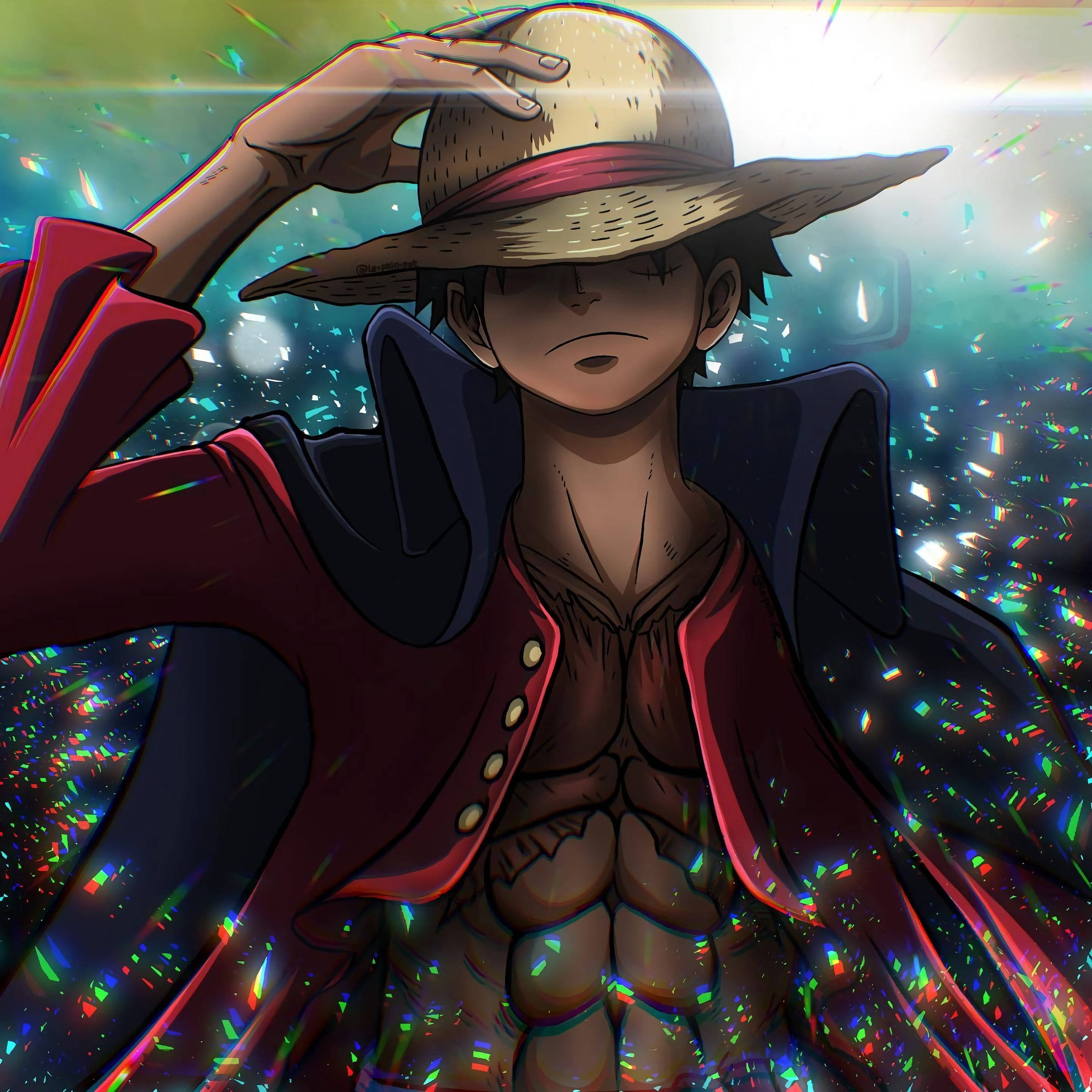 Glitchcore Luffy Estetiği Duvar Kağıdı