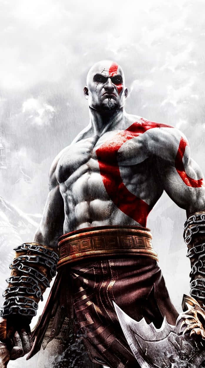 God of War III Kratos Beyaz Estetik Duvar Kağıdı
